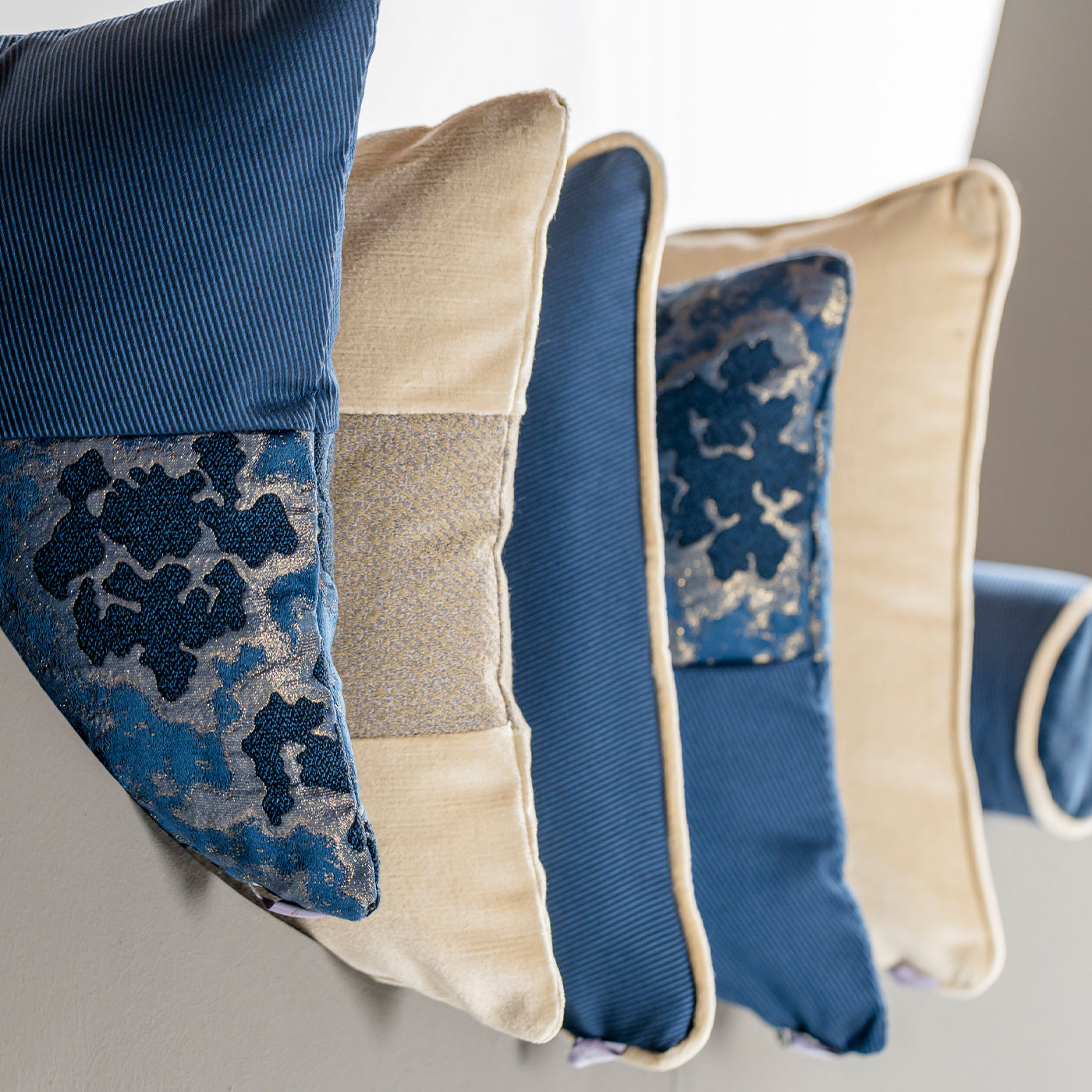Decorative Blue and Gold Square Cushion - Alternative view 4