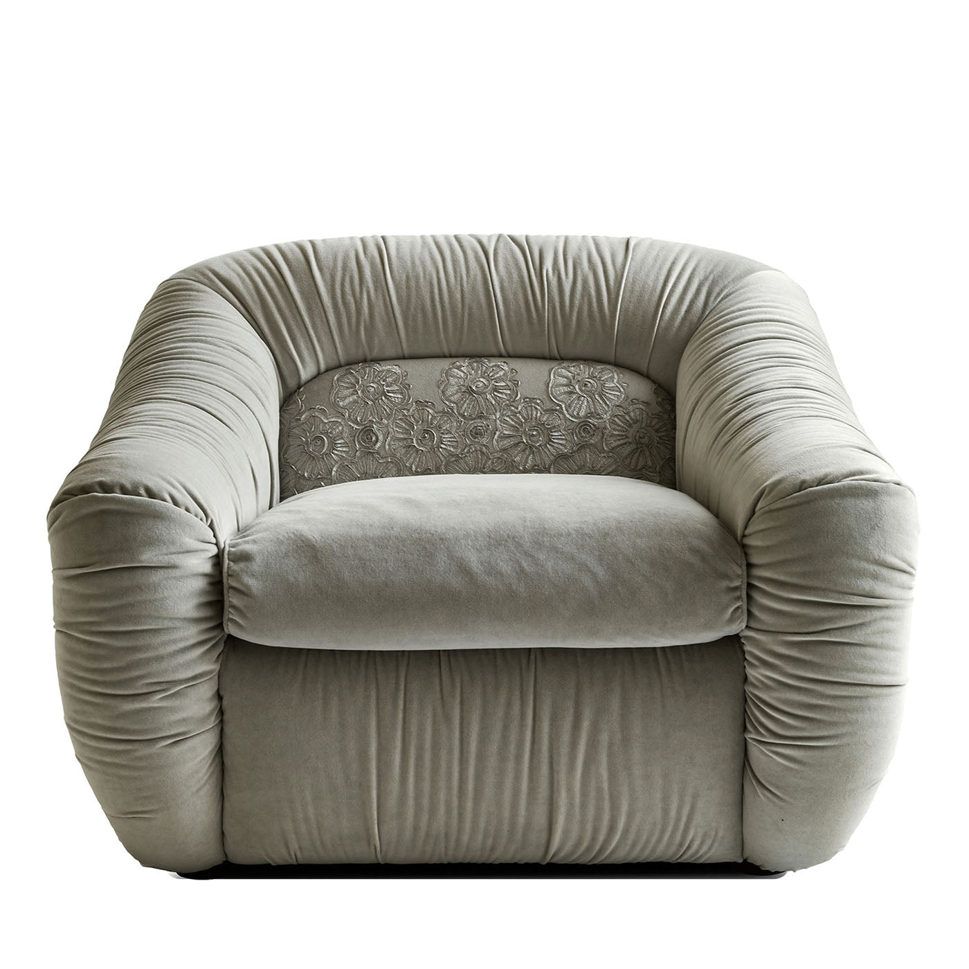 Fiori Chiari Embroidered Gray Fabric Armchair - Main view