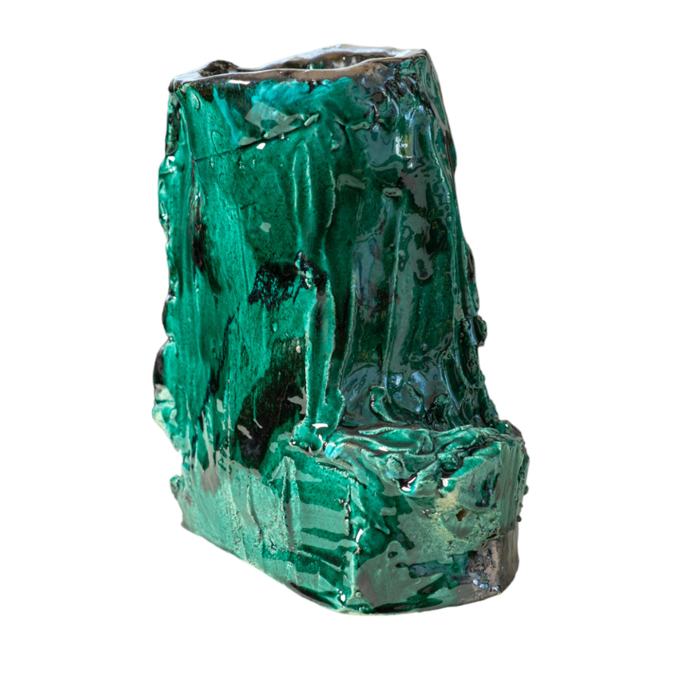 Volto Velato Jarrón Escultura Cerámica Verdigris - Vista alternativa 2