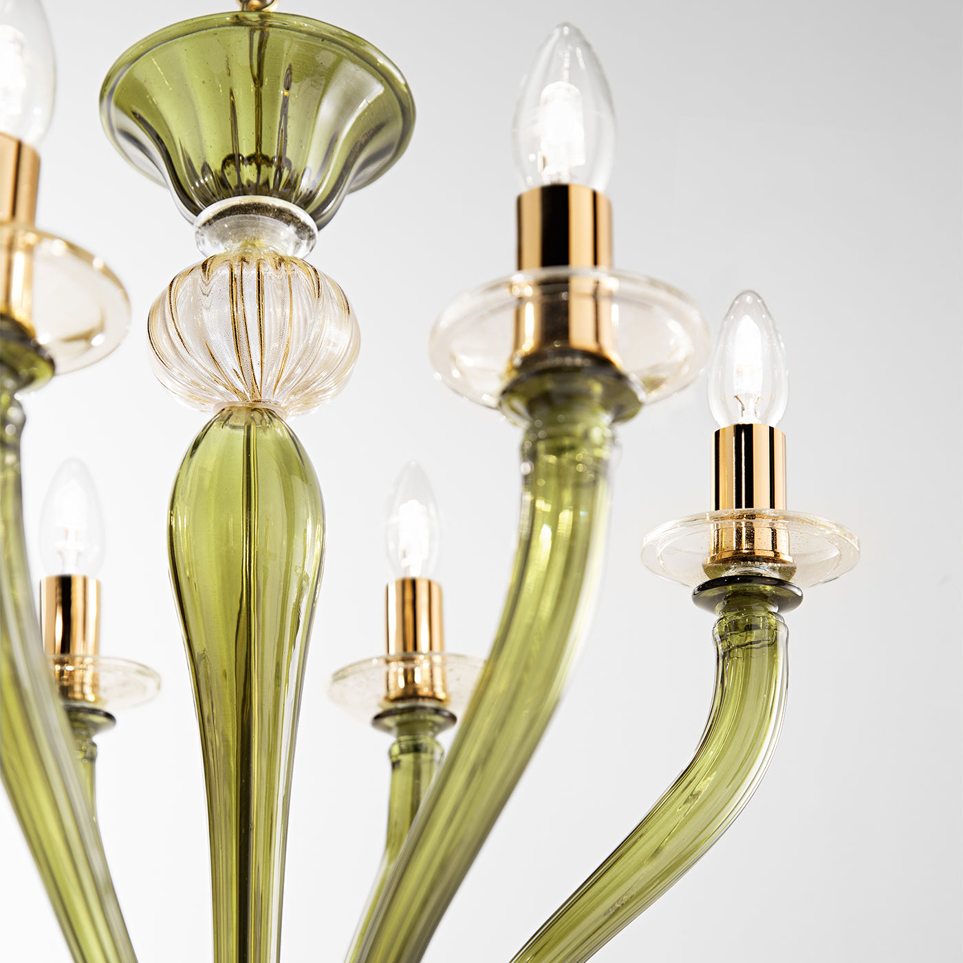 Rosa 6-Light Olive-Green Mouth-Blown Glass Chandelier - Alternative view 1