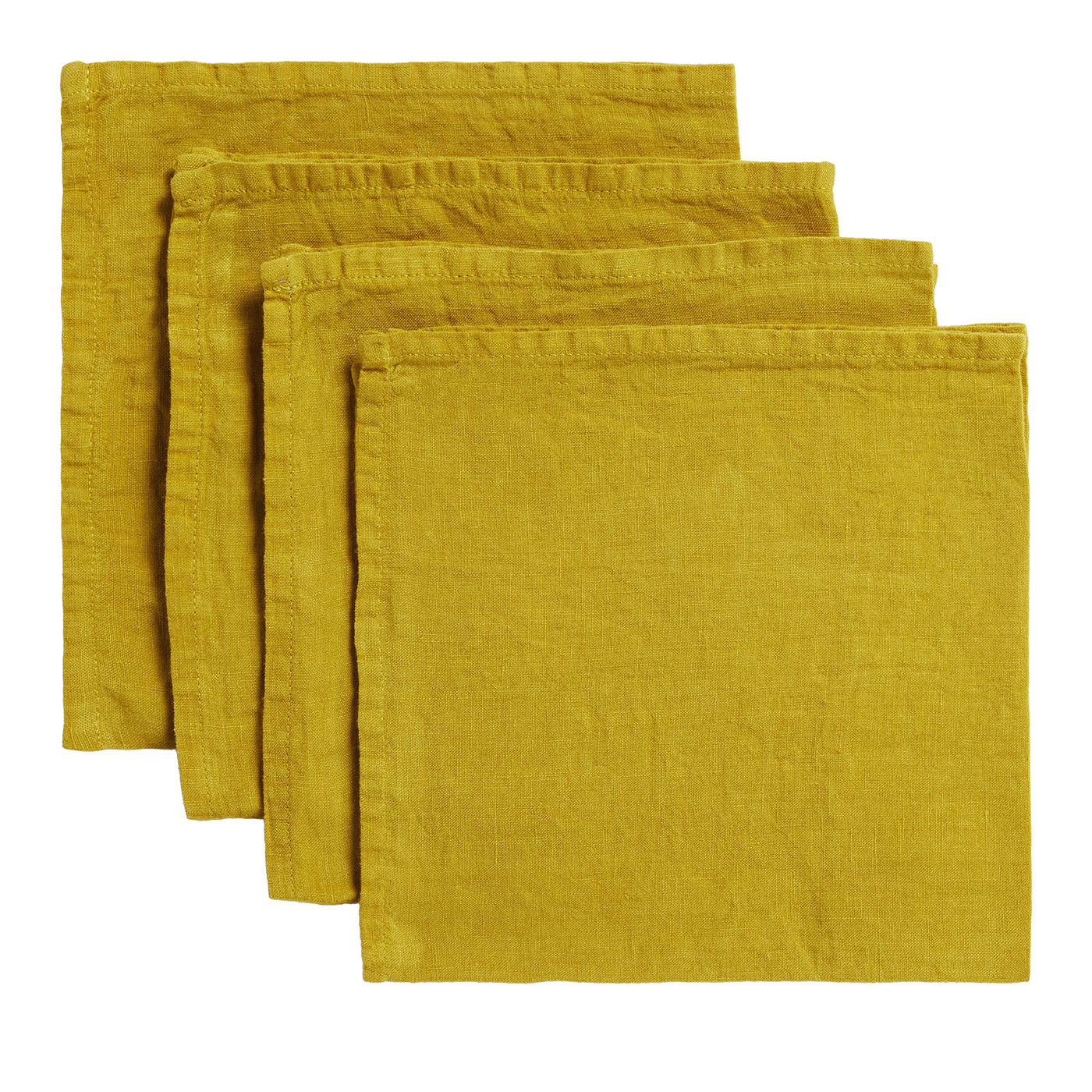 Set de 4 serviettes en lin clair jaune  - Vue principale