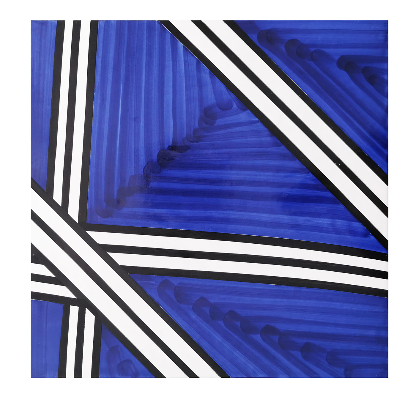 Azulejo cuadrado azul y blanco y negro Tria - Vista principal