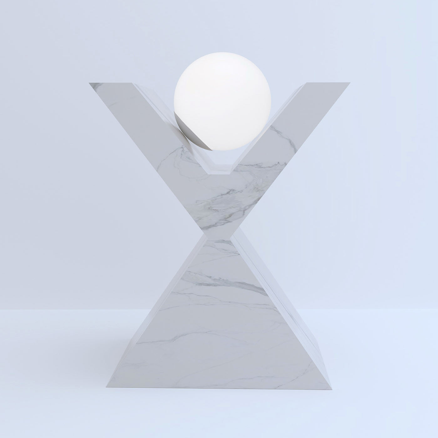 X-Shaped Luminous Carrara Sculpture - Alternative view 4