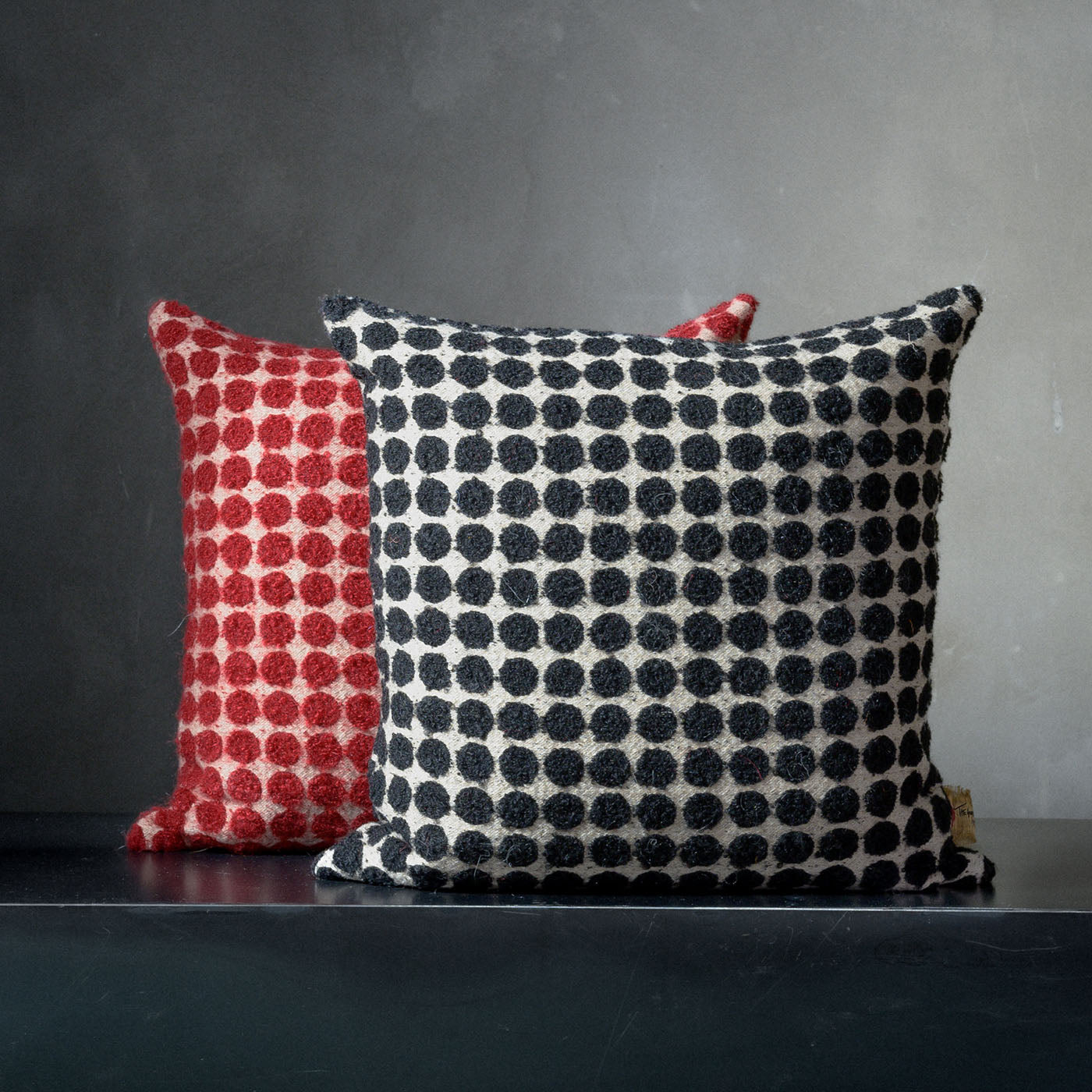 Armoise Square Dotted Black & White Boucle Cushion - Alternative view 2