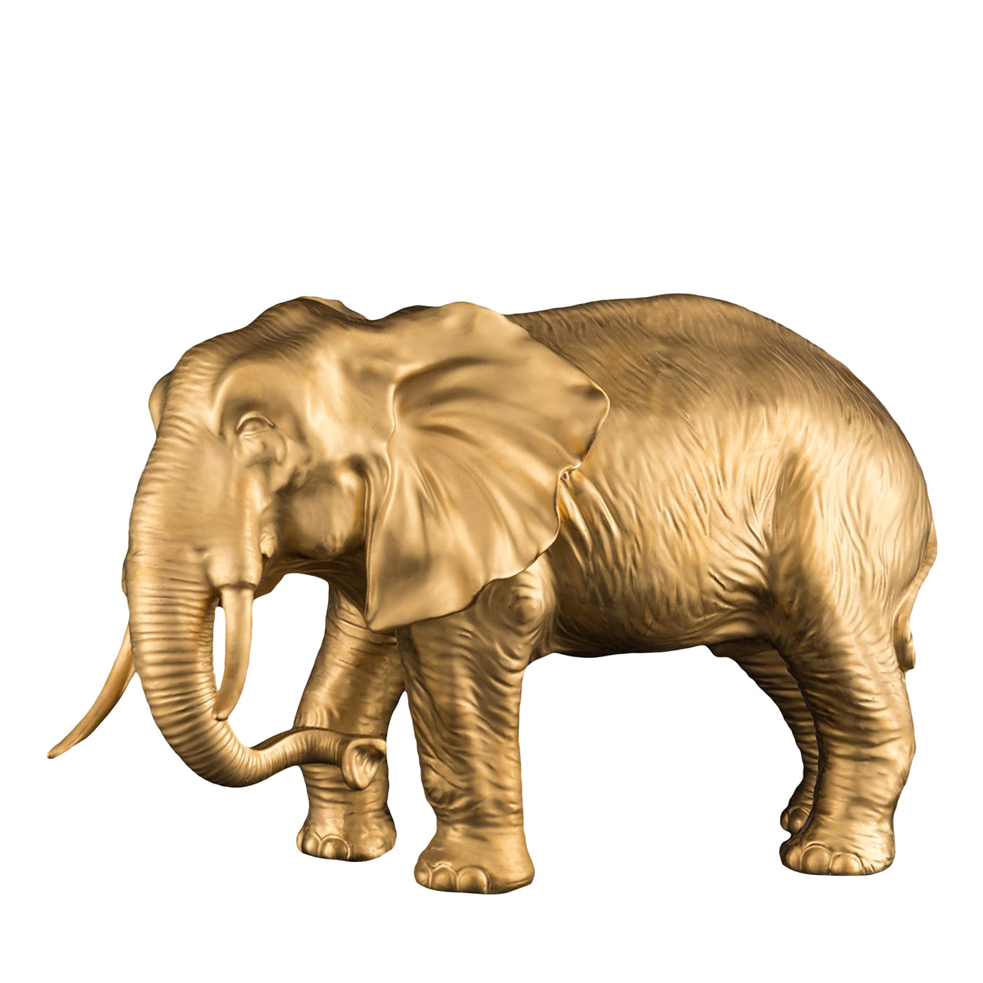 Escultura dorada en forma de elefante de padre africano - Vista principal
