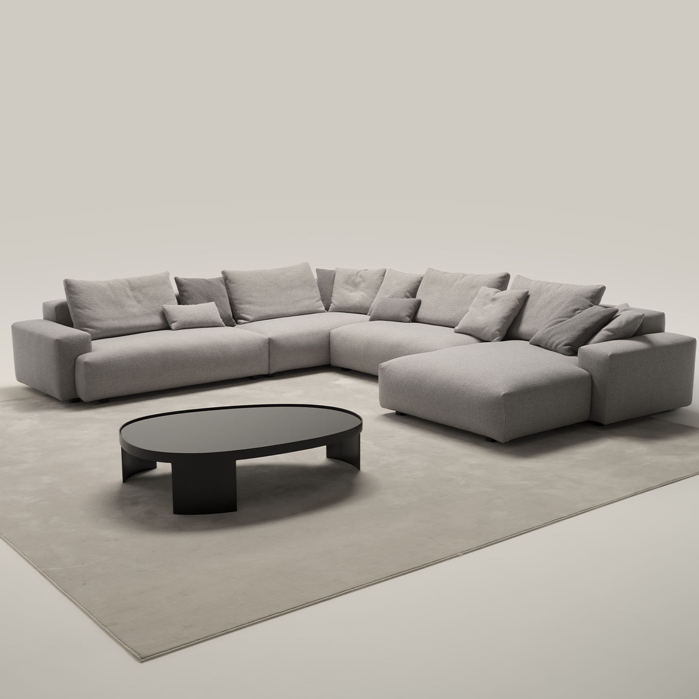 Panama Gray Fabric L-Shape With Chaise Longue Sofa - Alternative view 2