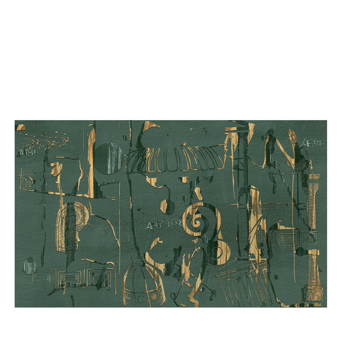 Papel pintado con textura decoración griega verde  - Vista principal