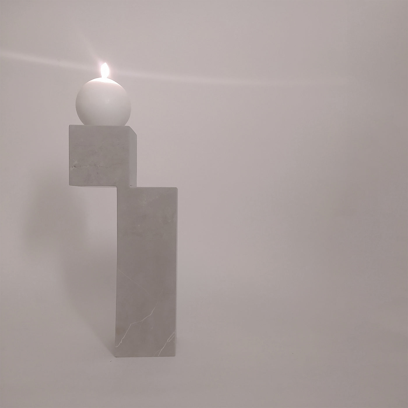 A White Natural Stone Candleholder - Alternative view 1