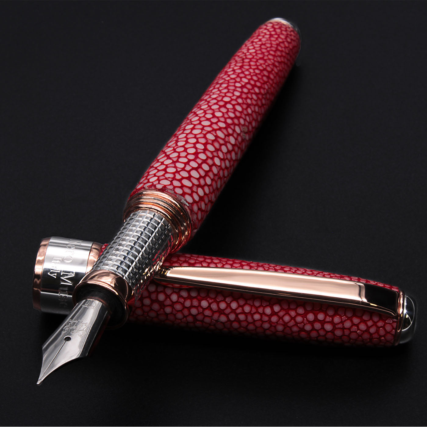 Red Galuchat Leather Fountain Pen - Alternative view 2