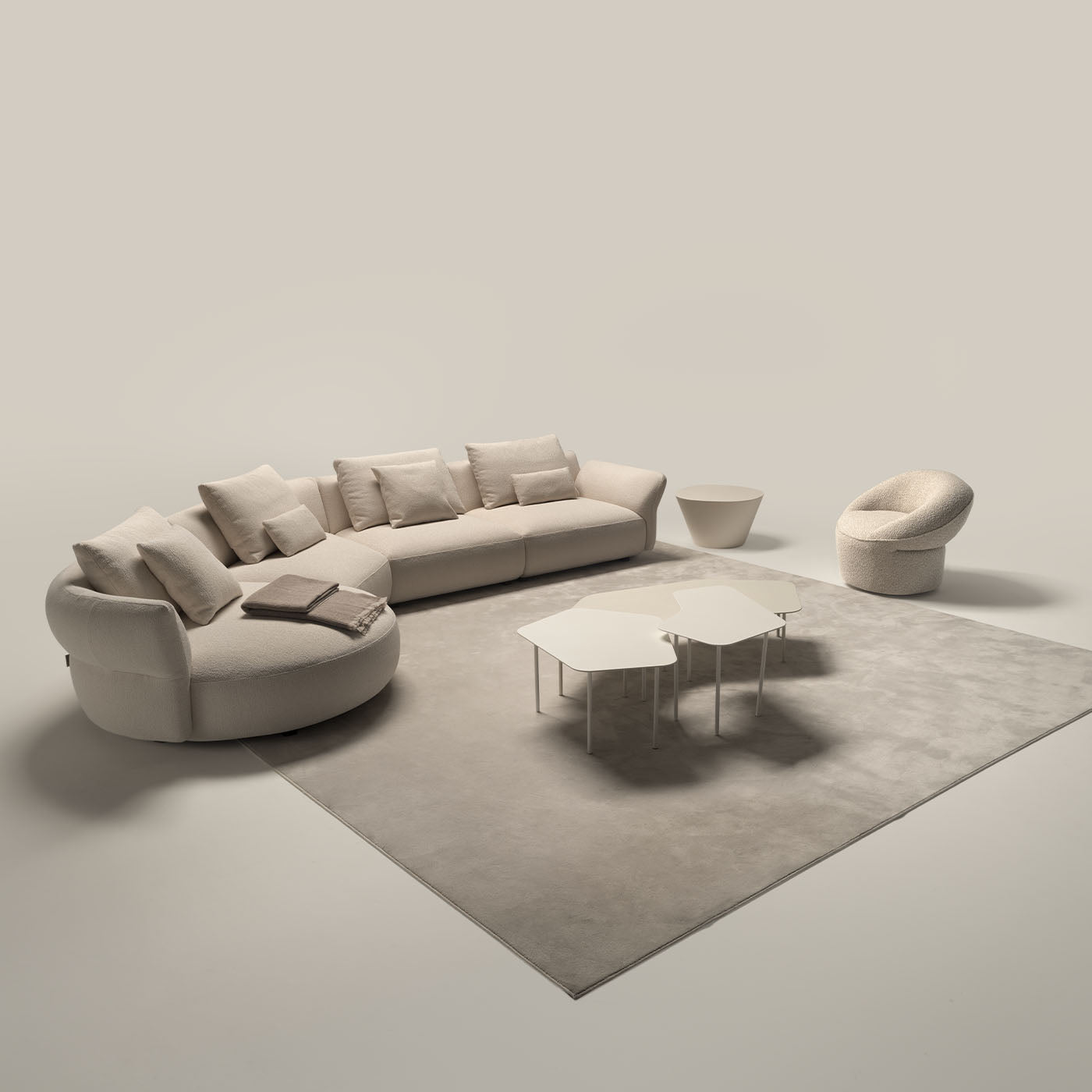 Madrid White Fabric Sofa With Chaise Longue - Alternative view 4