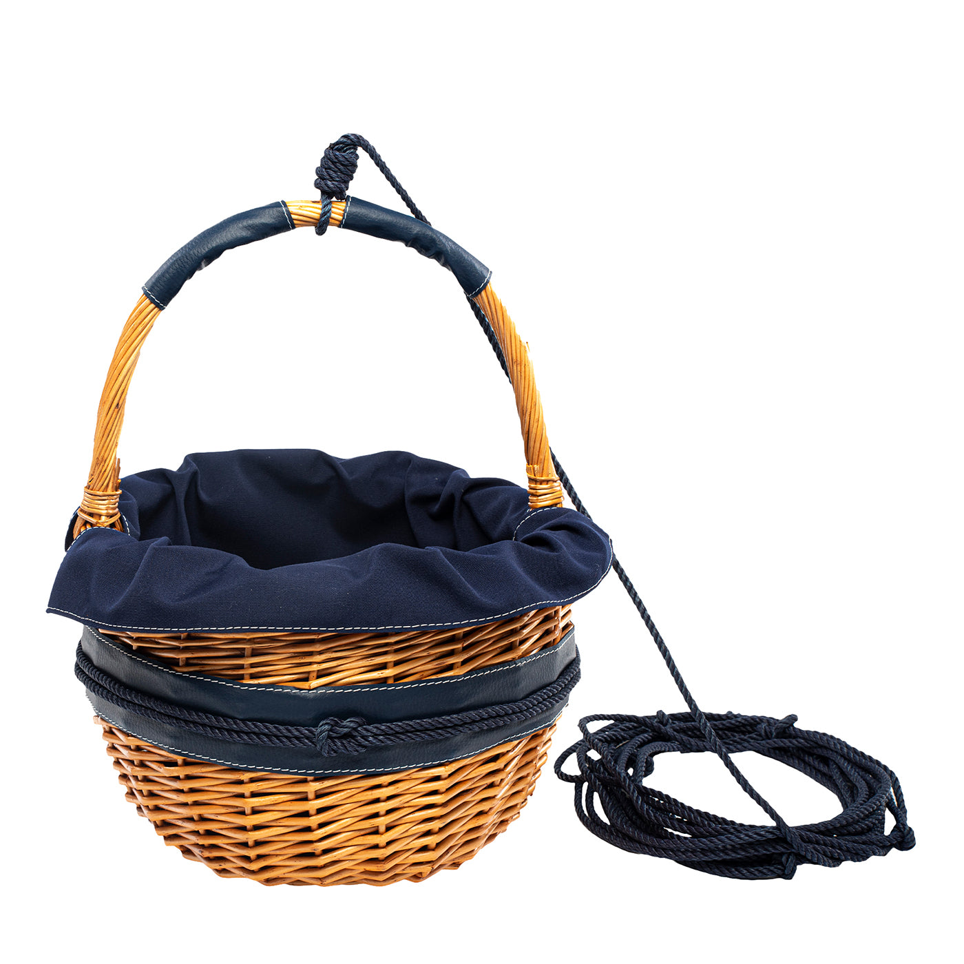 Chic Neapolitan-Style Blue Wicker Basket - Main view