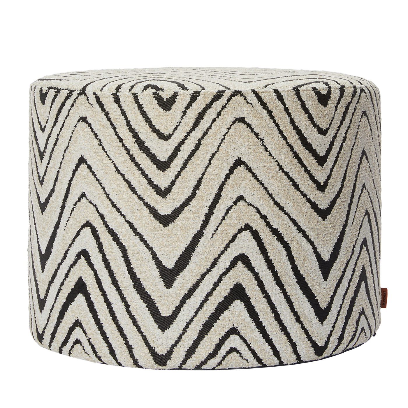 Savana Cylindrical Black and White Chevron Pattern Outdoor Pouf  - Main view