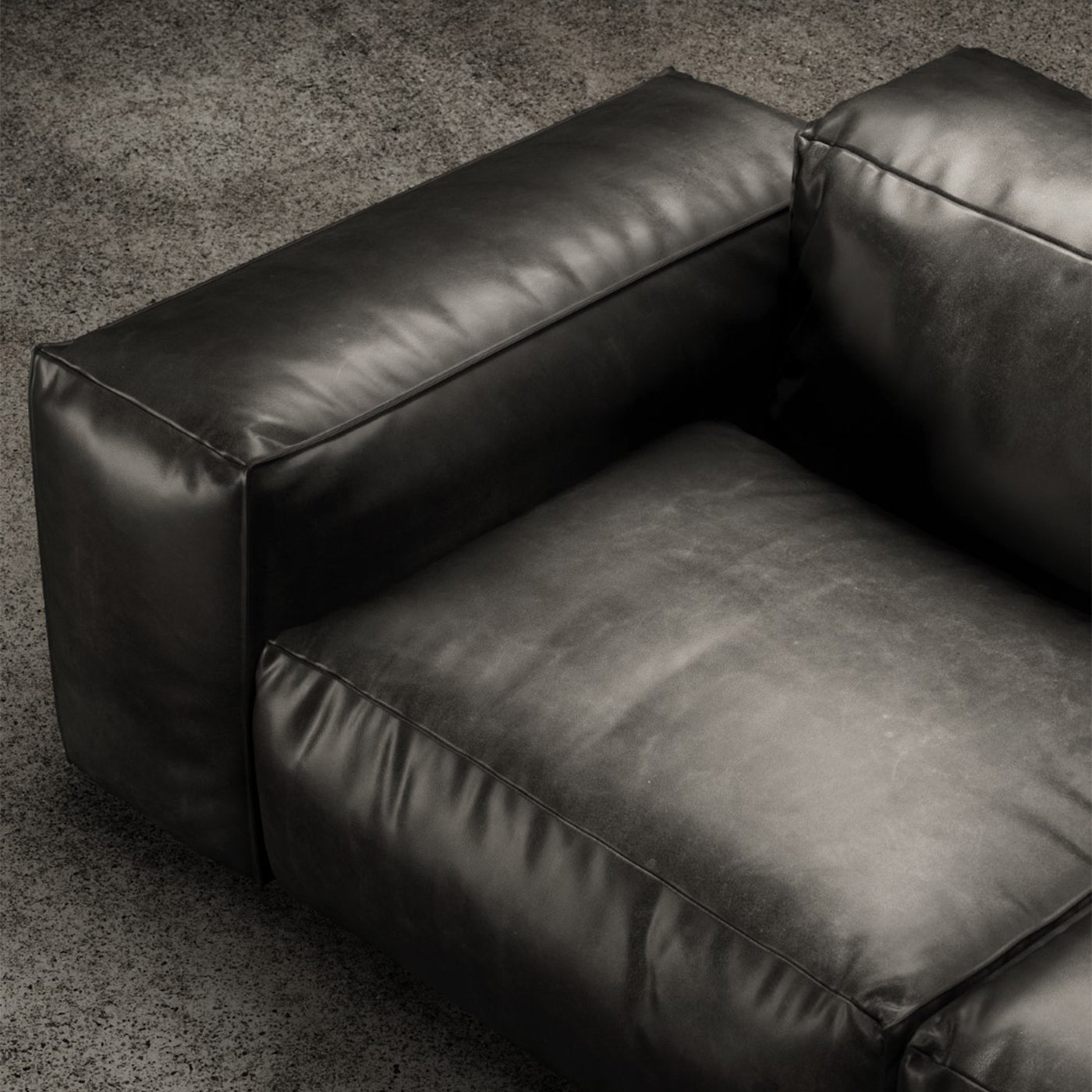 RENCONTRE MOI 3-Modular Sofa Black Leather - Alternative view 3