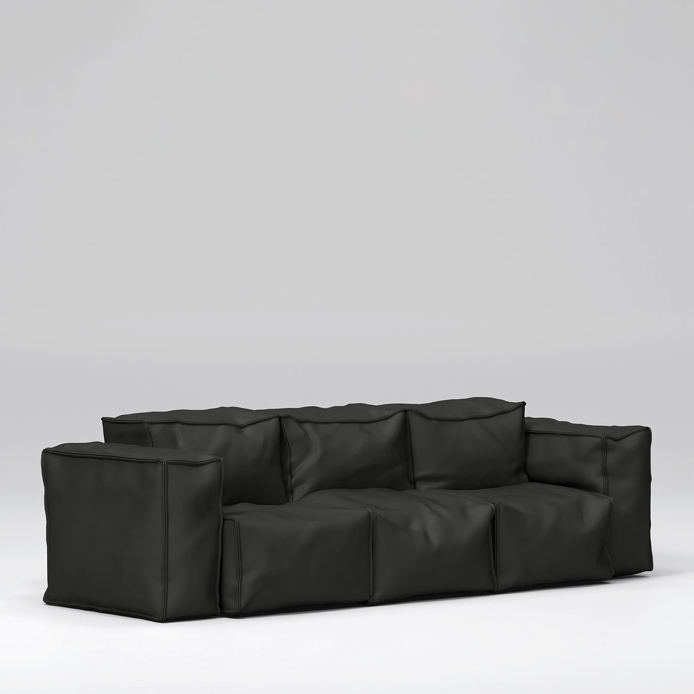 Sibylia Black Leather Sofa - Vista alternativa 2