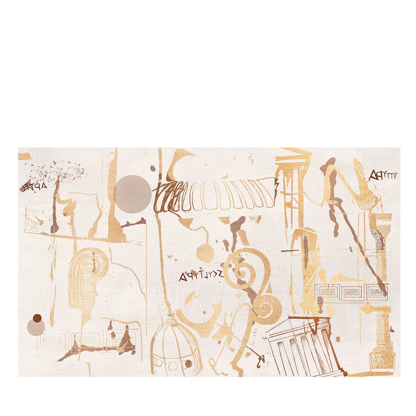 Papier peint texturé de décoration grecque en or  - Vue principale