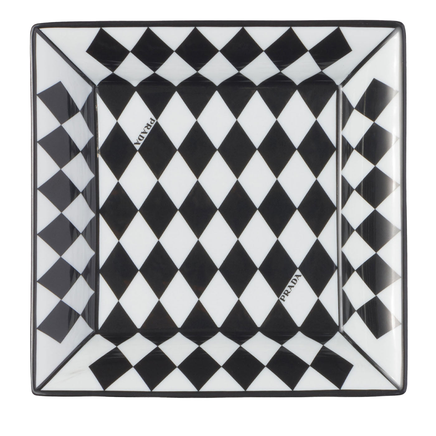 Checkerboard Large Square Porcelain Catchall Tray - Main view