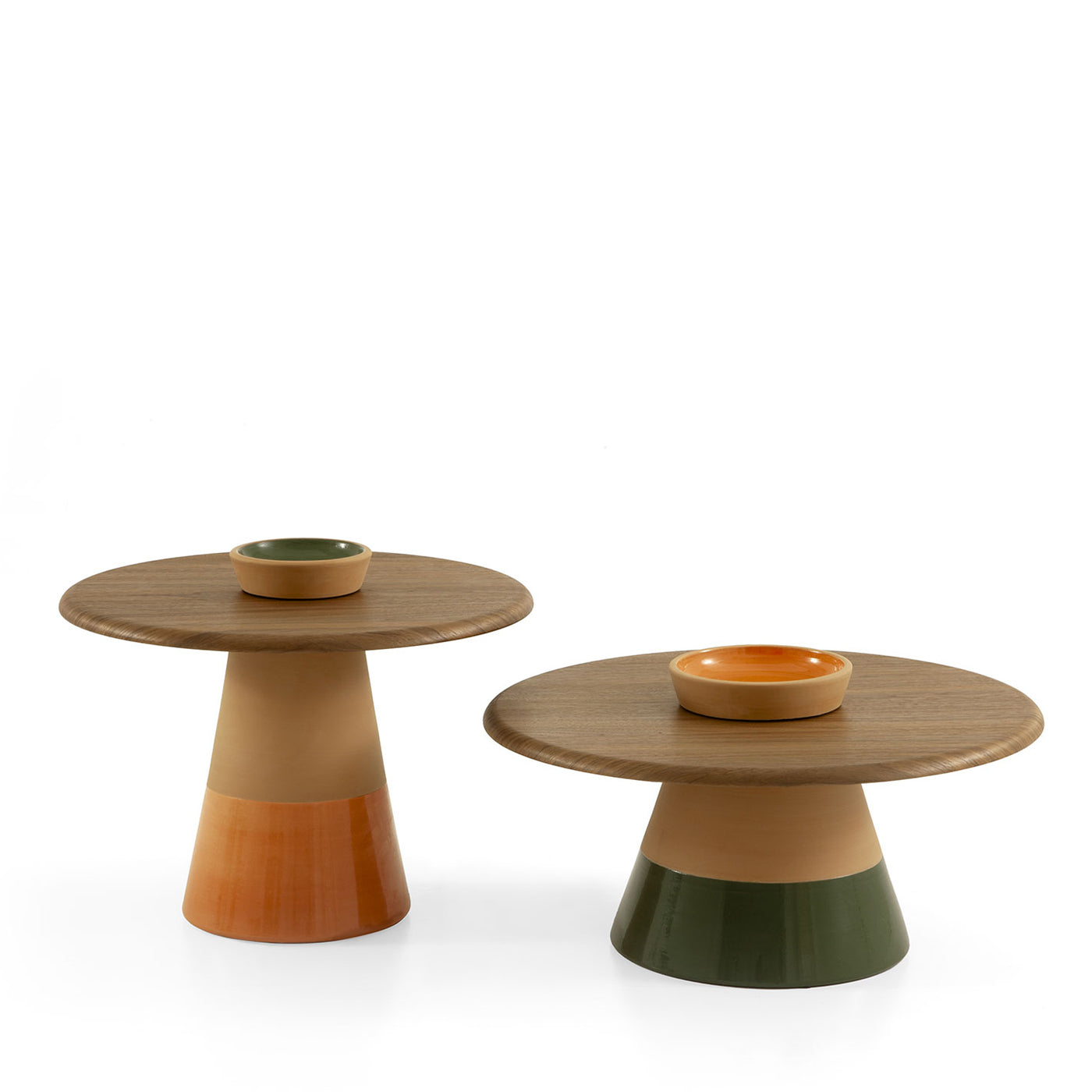 Petite table Sablier avec base en argile et plateau en bois plaqué Canaletto - Vue alternative 4