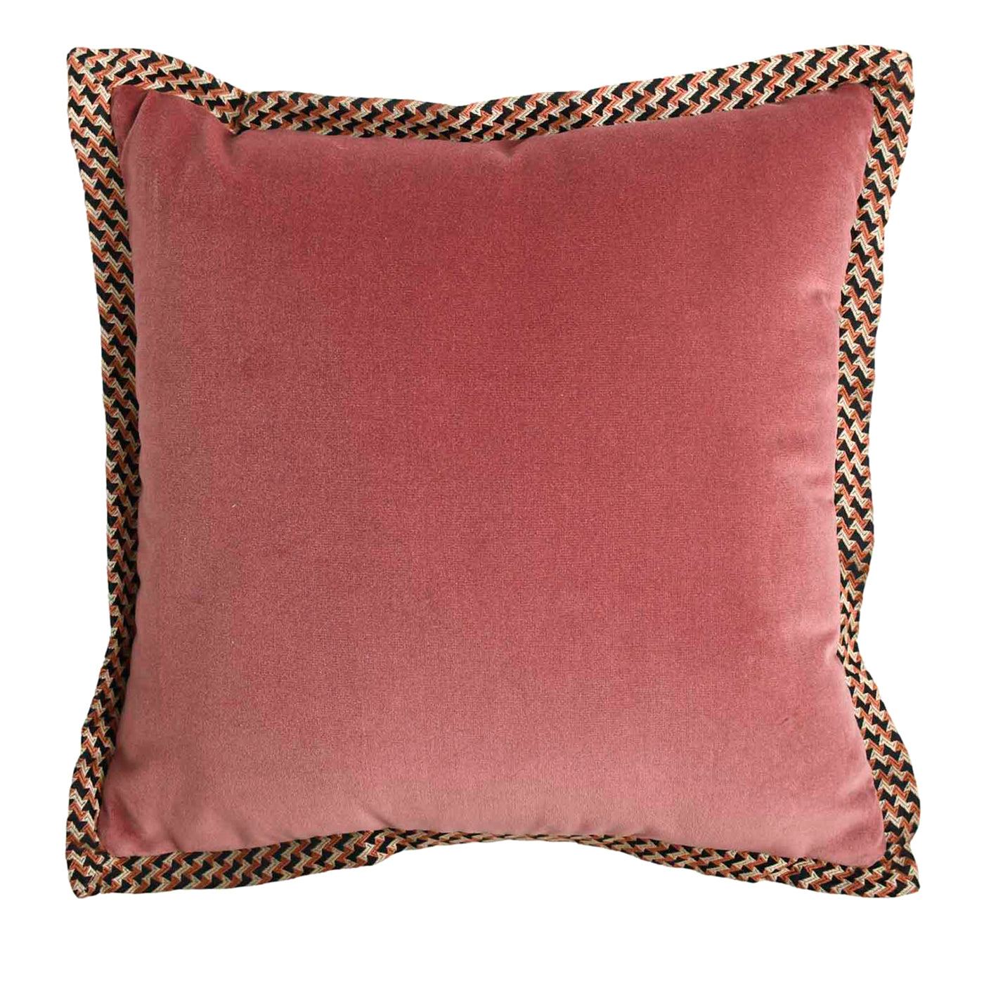 Most Carrè Flat Cushion in cotton velvet and Micro-Patterned jacquard fabric - Main view