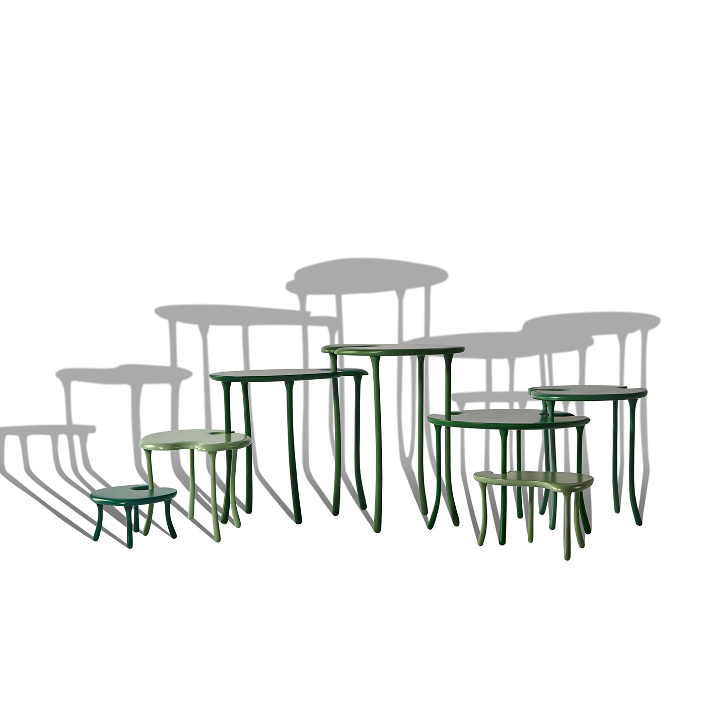 Tavo B 7-Piece Green Modular Set of Tables Limited Edition by Giuliano-Fukuda - Alternative view 1