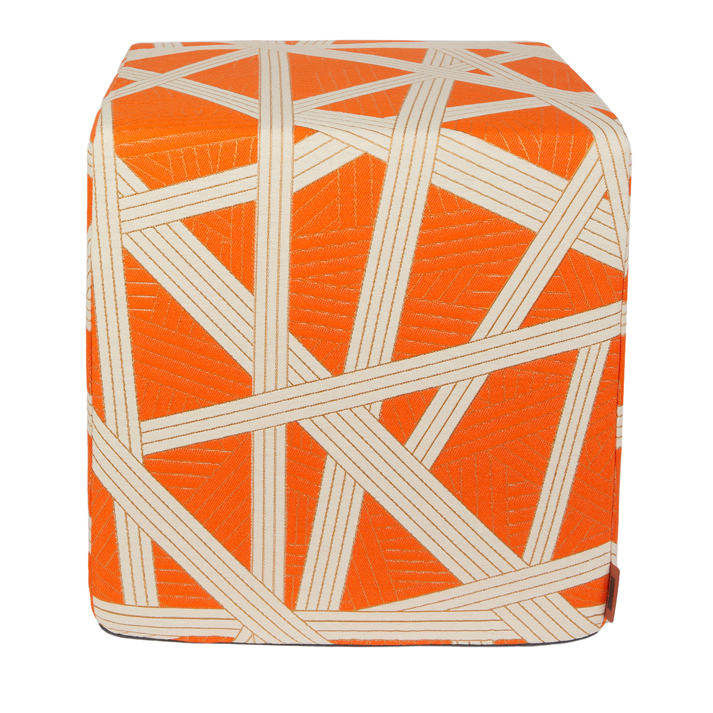Nastri Cubic Gold and Orange Stitching Pouf - Main view