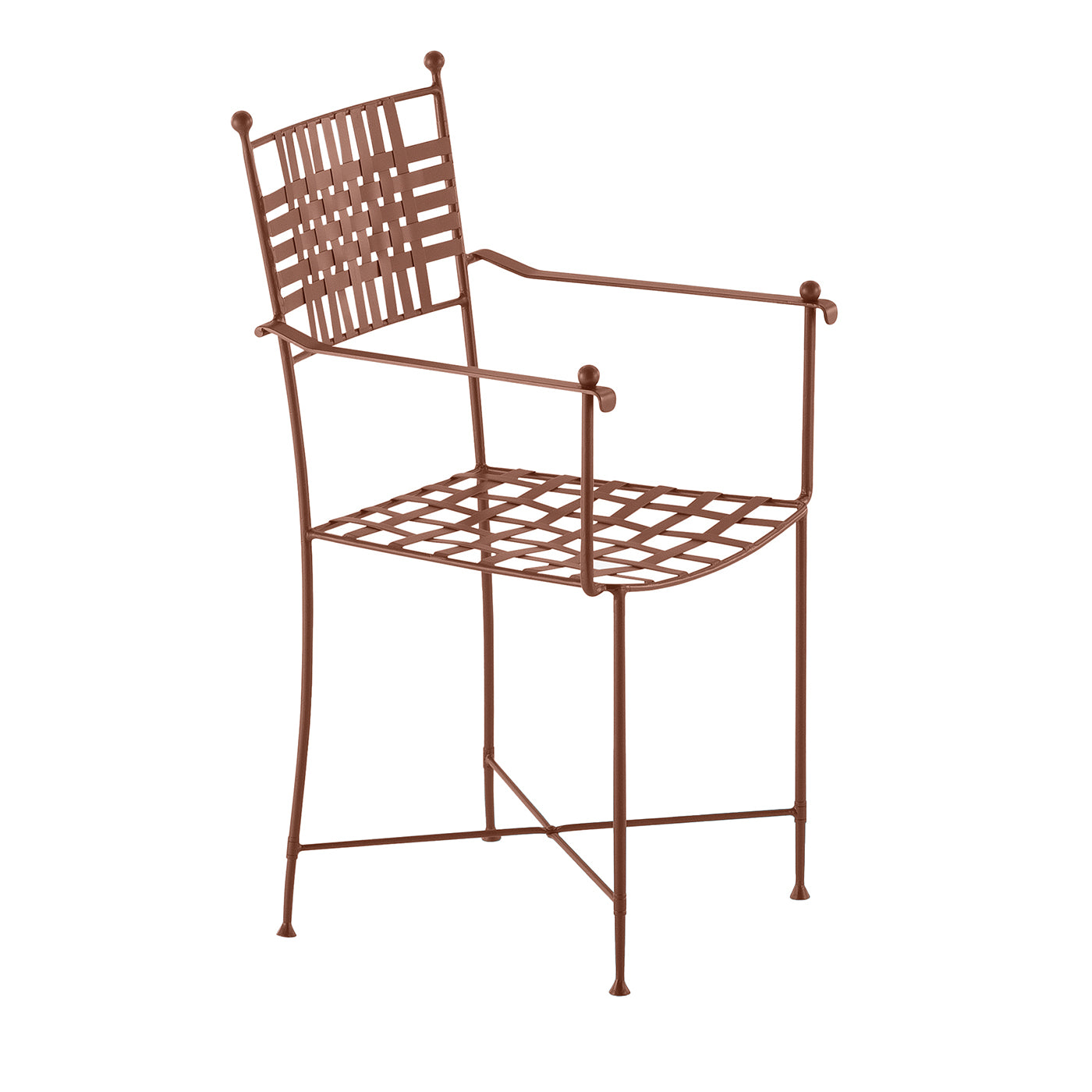 Checkmate Brown Wrought Iron Chair With Armrests - Main view