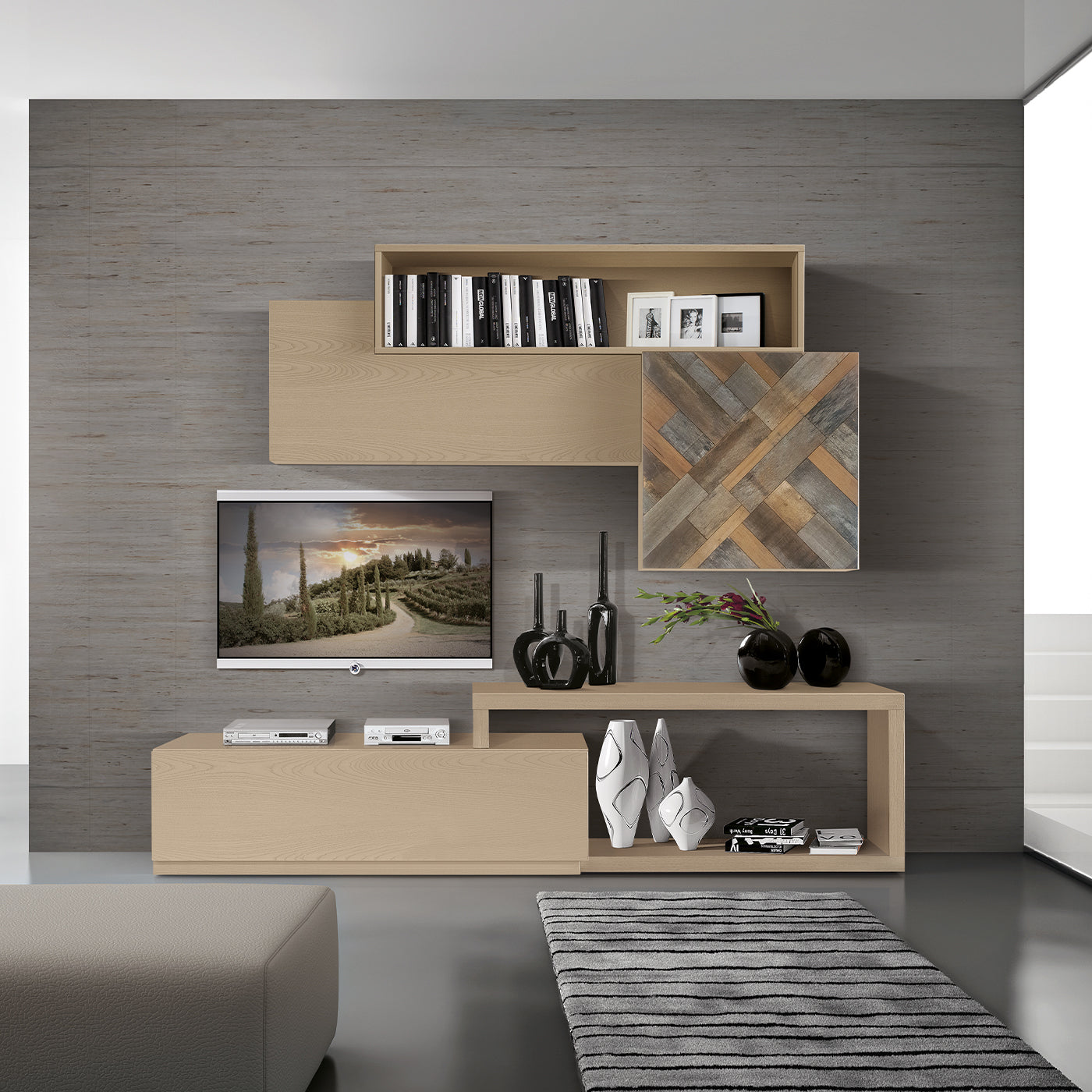 Square Wall Unit with Old Wooden Inserts - Alternative view 2
