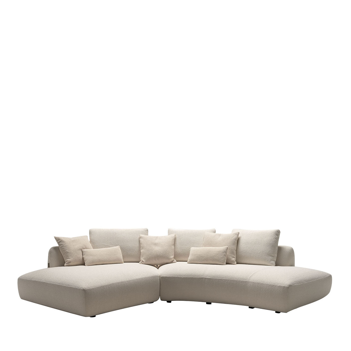 Naxos White Fabric L-Shape Sofa - Main view