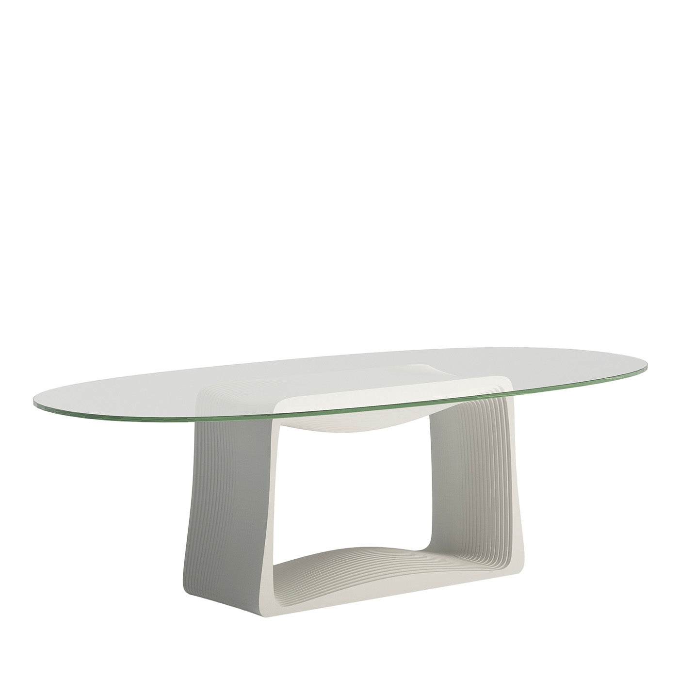 Layer Crystal & White Oval Table by Franco Poli - Main view