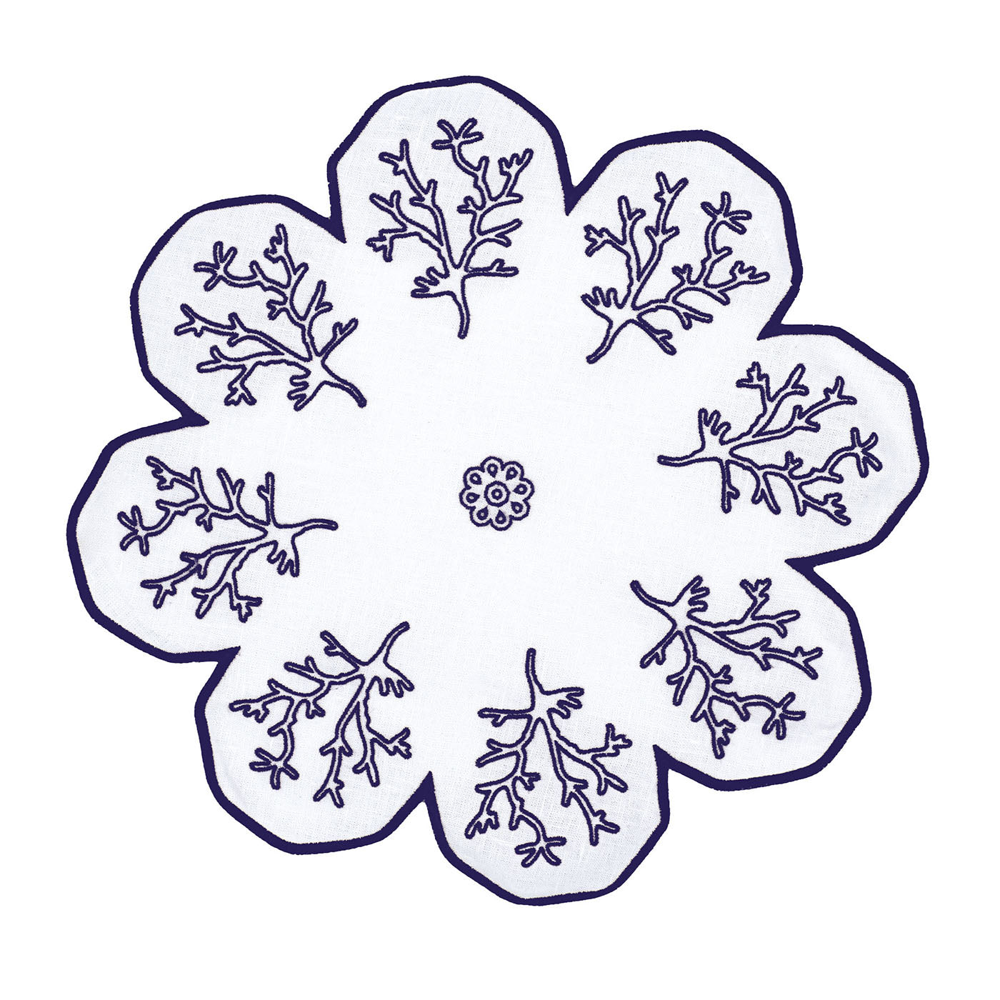 Corallo Blu Lote de 2 manteles individuales de servicio blancos en forma de flor - Vista principal