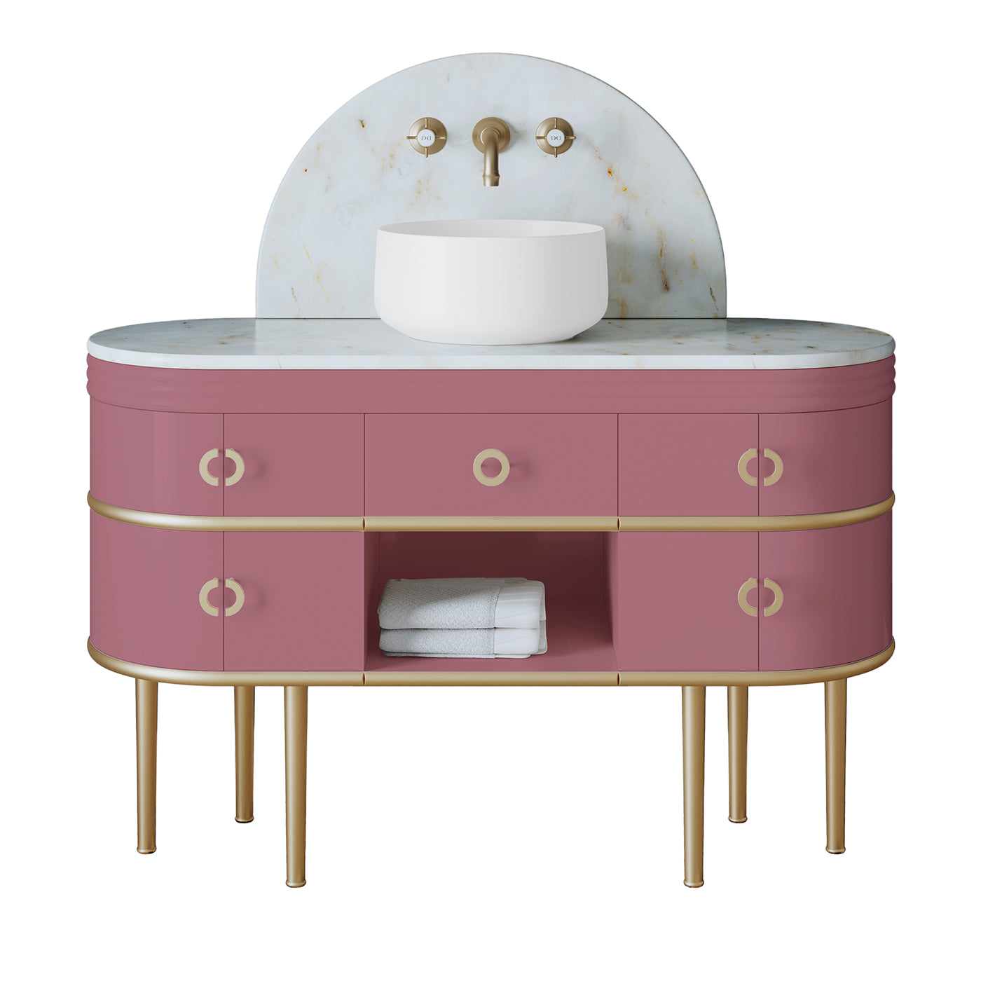 Meuble sous-lavabo Scottie Intense Pink avec vasque - Vue principale