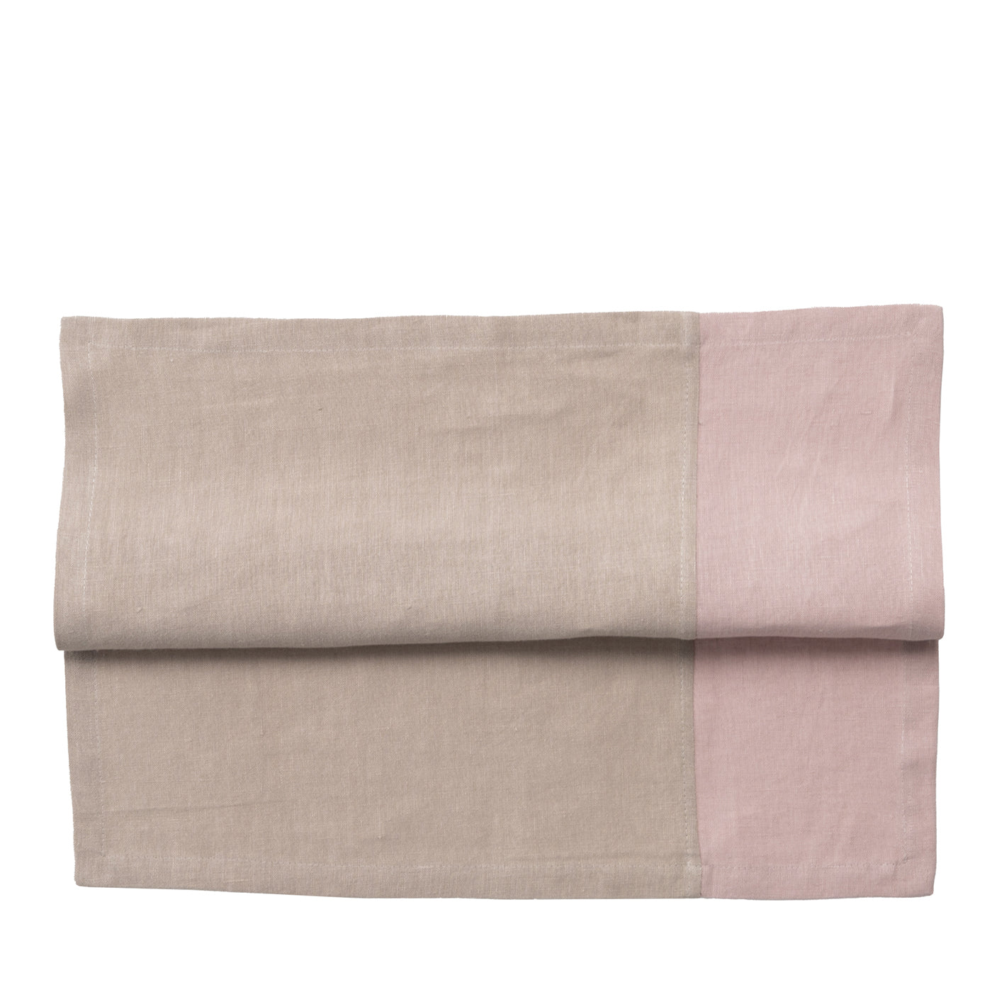 Lot de 4 serviettes de table en lin bicolore argenté rose-beige de luxe - Vue principale