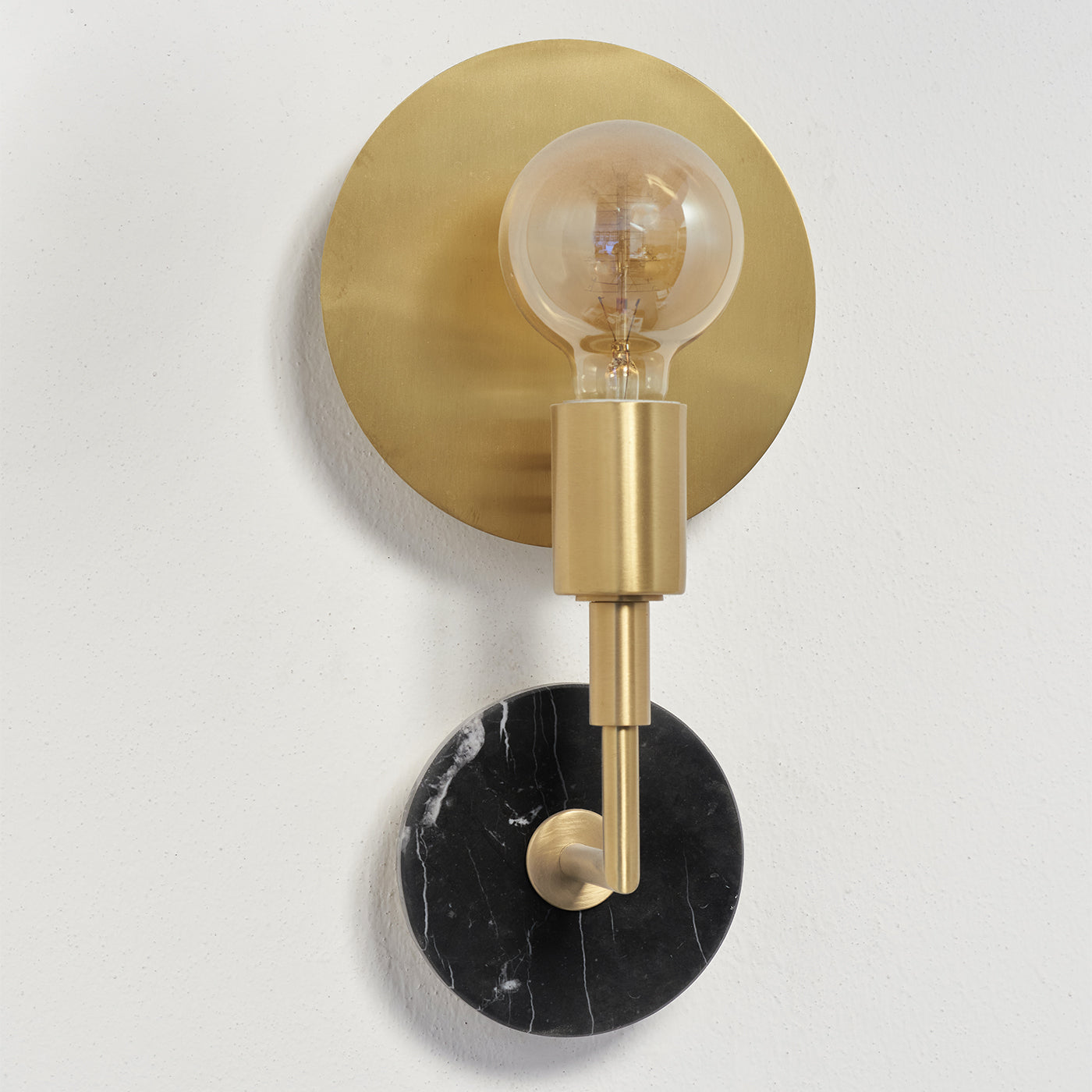 Essential Vanessa Satin Brass and Black Marquina Marble Wall Lamp - Alternative view 3