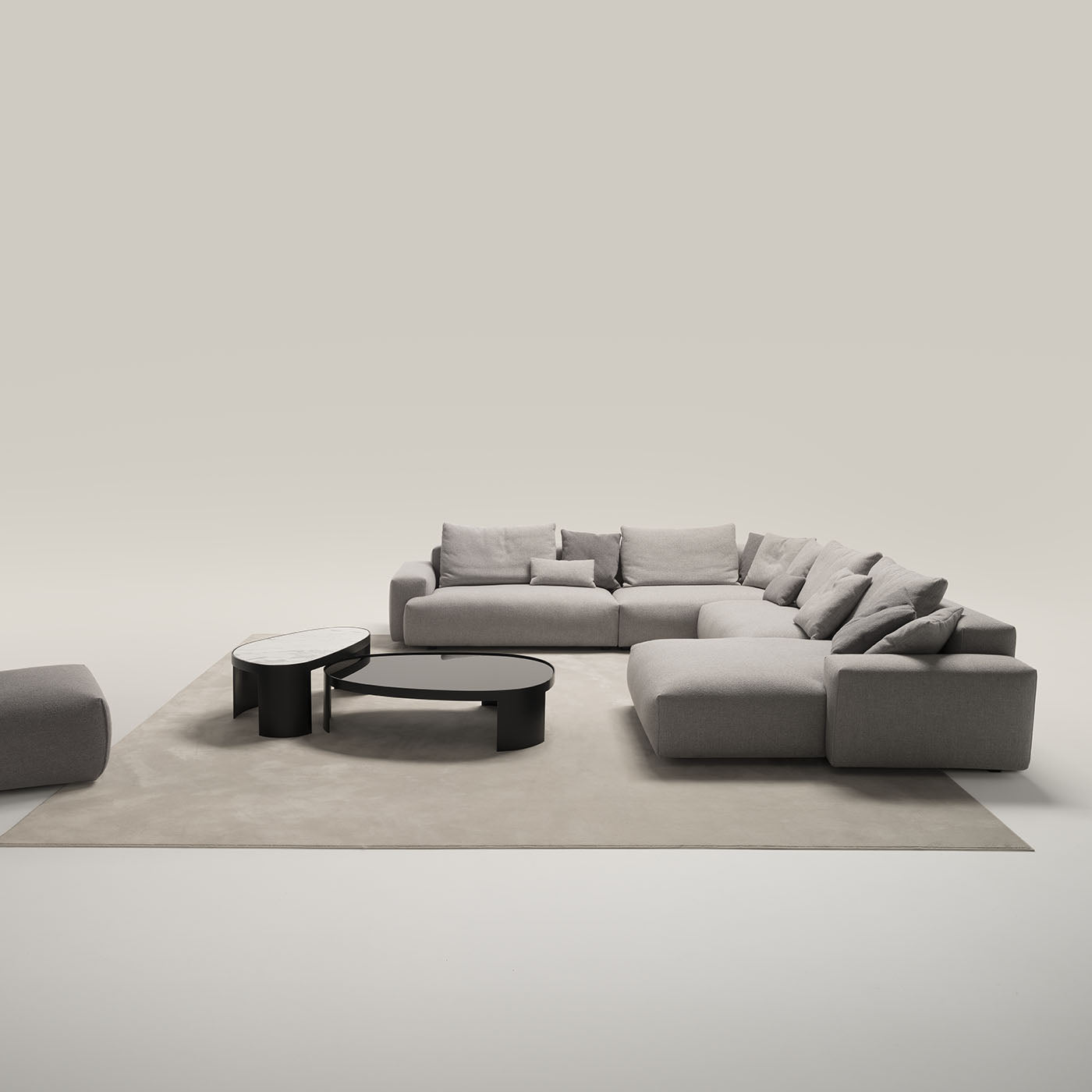 Sofá en L con chaise longue en tejido gris Panamá - Vista alternativa 3