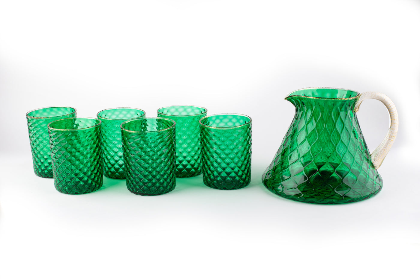 Set aus grünem Ballotonkrug und 6 Gläsern - Alternative Ansicht 1