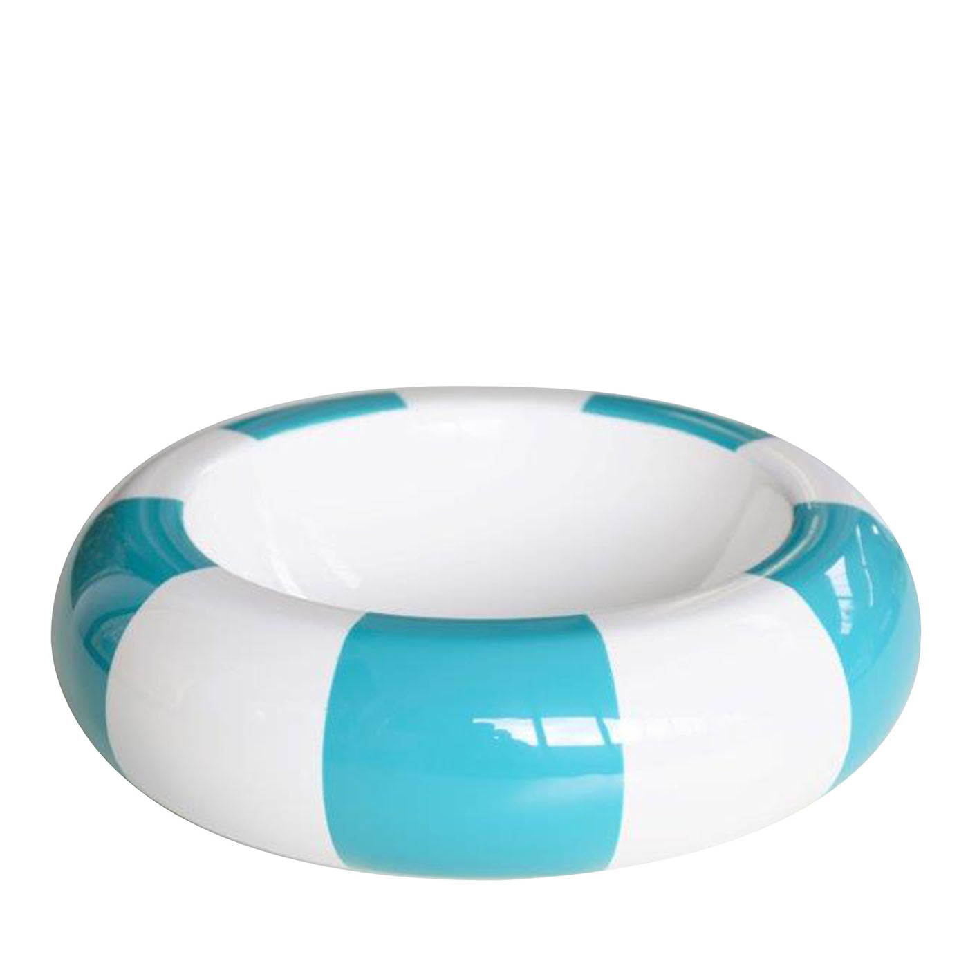 Stripes Round Turquoise & White Bowl - Main view