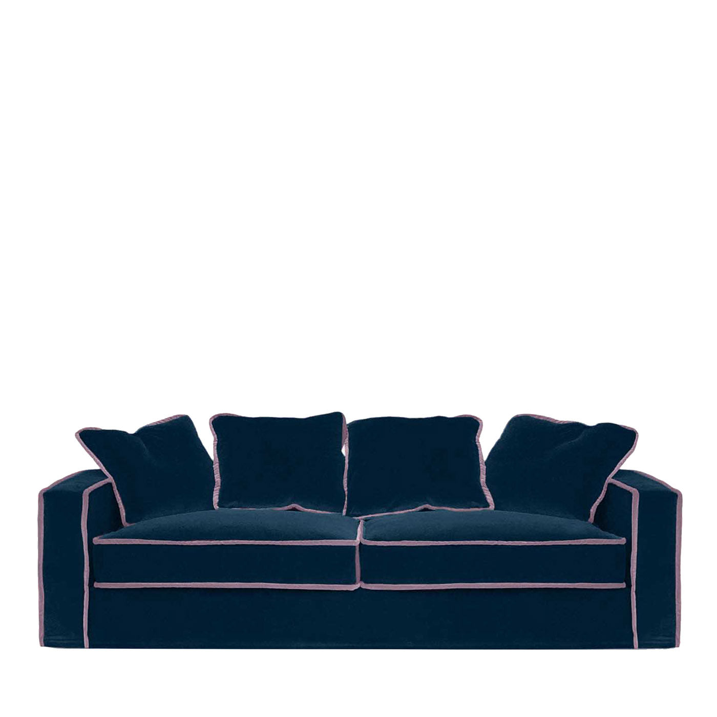 Rafaella Mitternachtsblau &amp; Rosa Samt 3-Sitzer Sofa - Hauptansicht