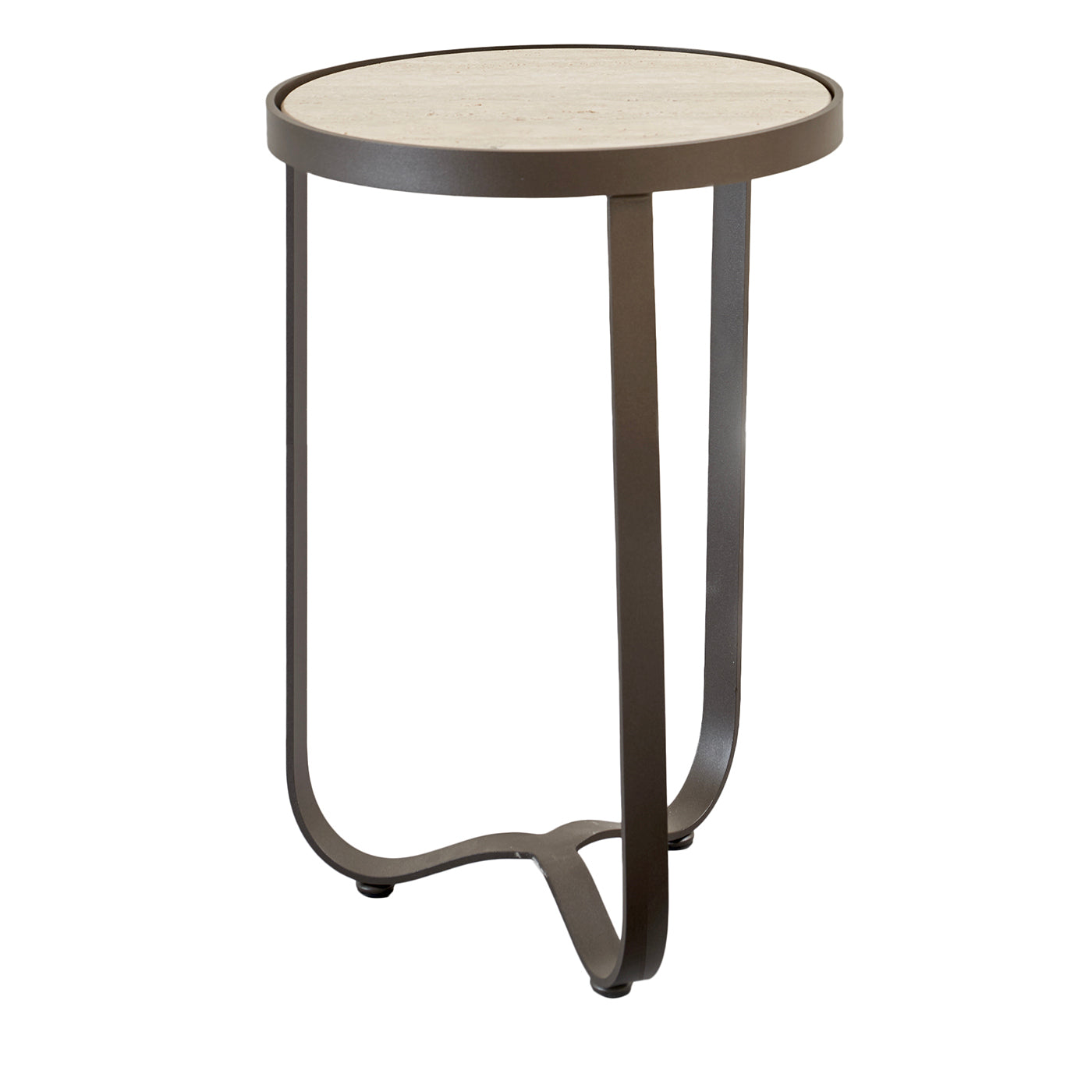 Amalfi Gray Round Side Table by Studio 63 in Stainless Steel - Main view