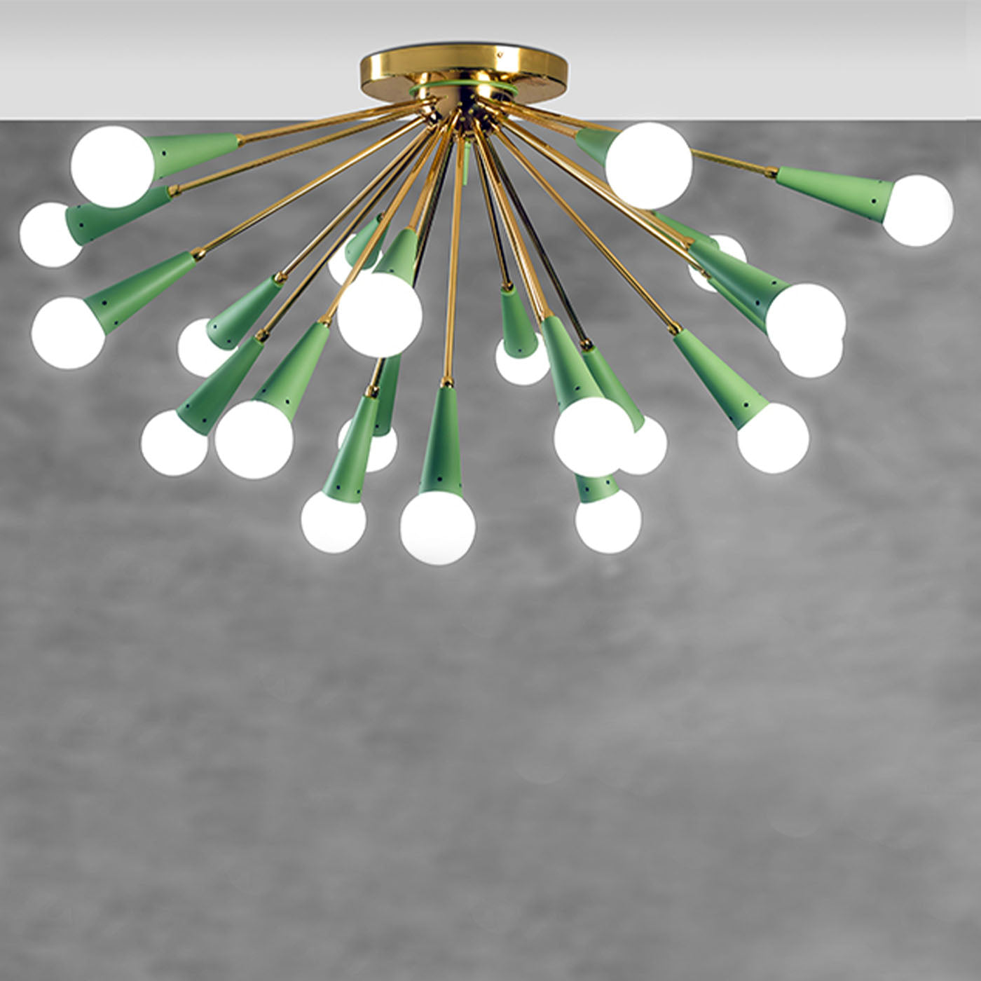 Galassia 21-Light Green Metal & Brass Ceiling Lamp - Alternative view 1