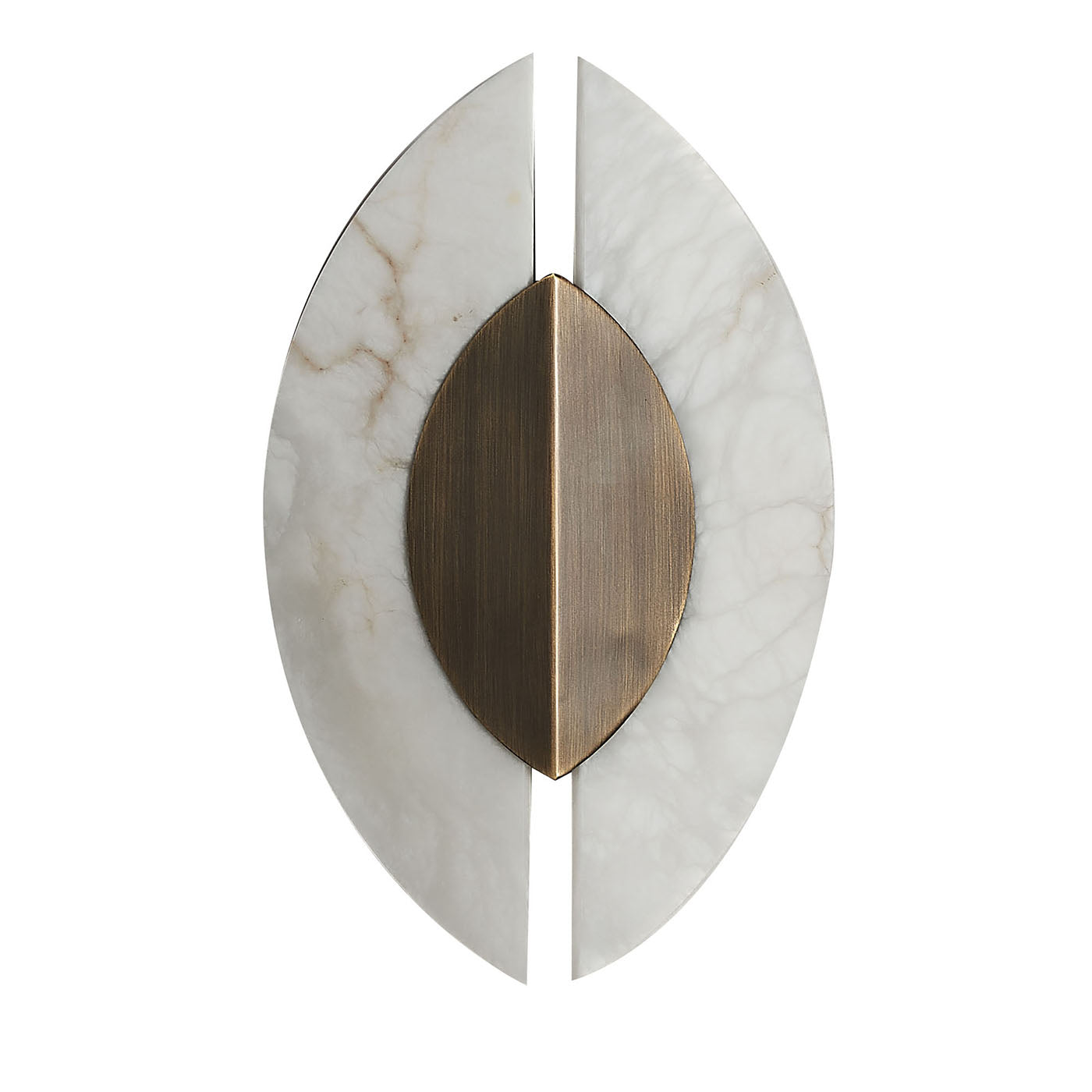 "Shields" Wall Sconce in Brushed Bronze and Alabaster - Main view