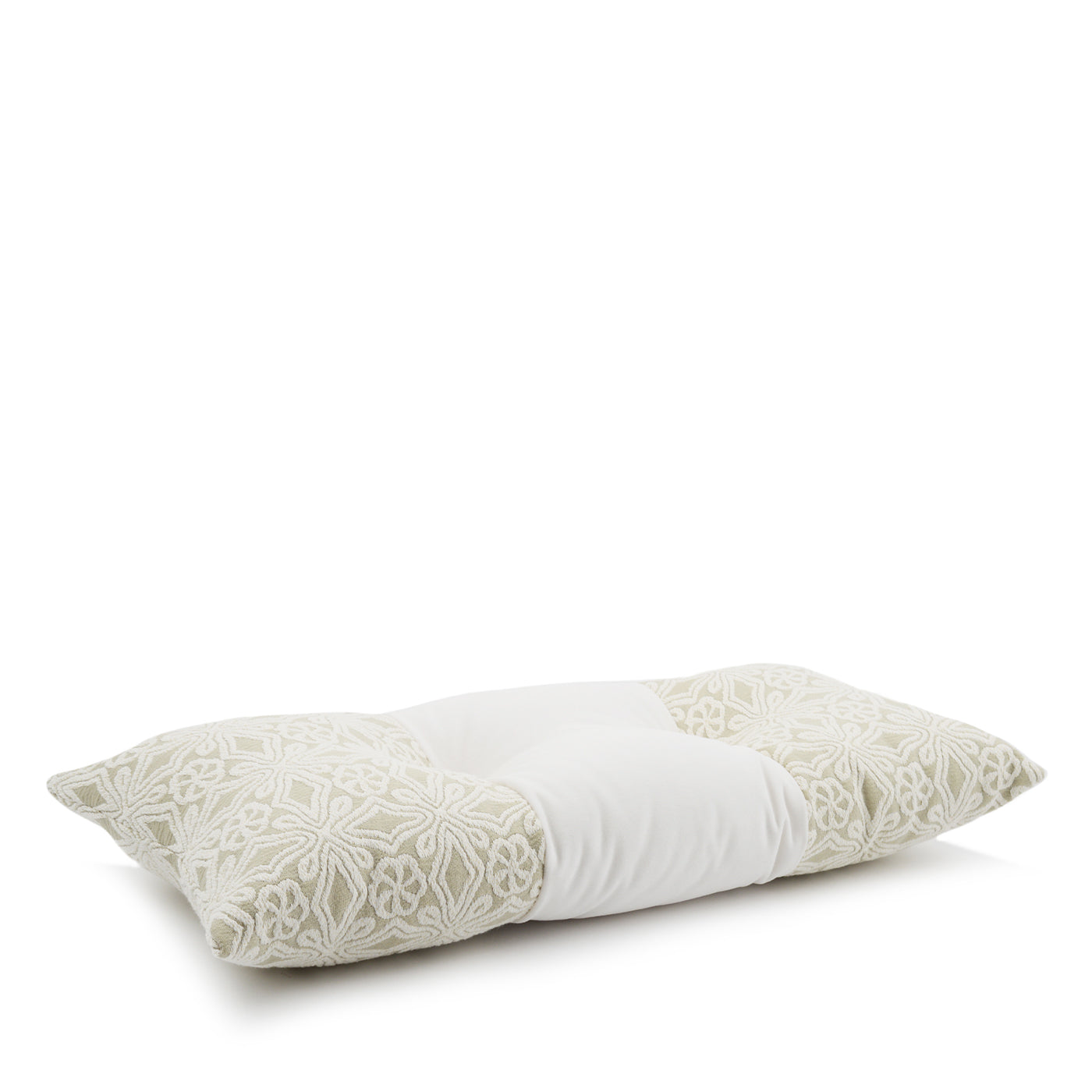 Rectangular Cushion in ivory Cotton Velvet and Jacquard Fabric - Alternative view 1