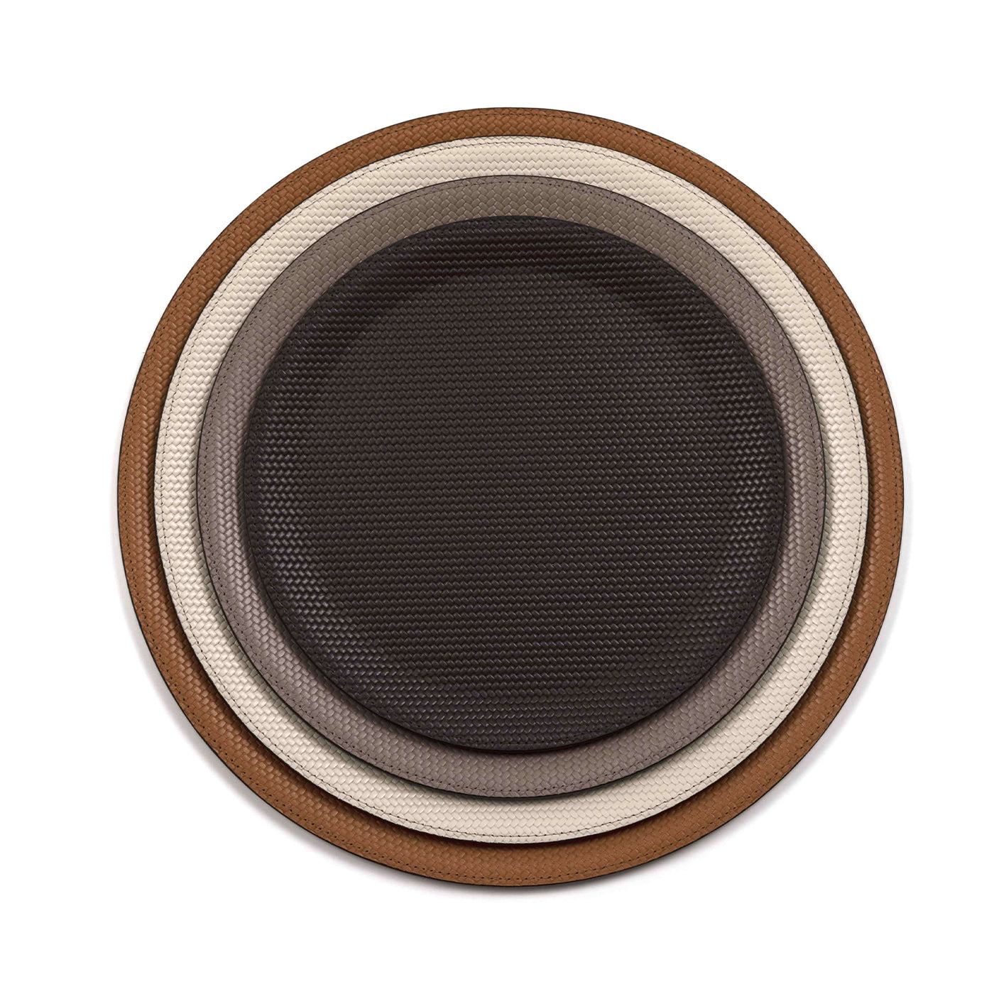 Bandeja circular de cuero marrón - Vista alternativa 2