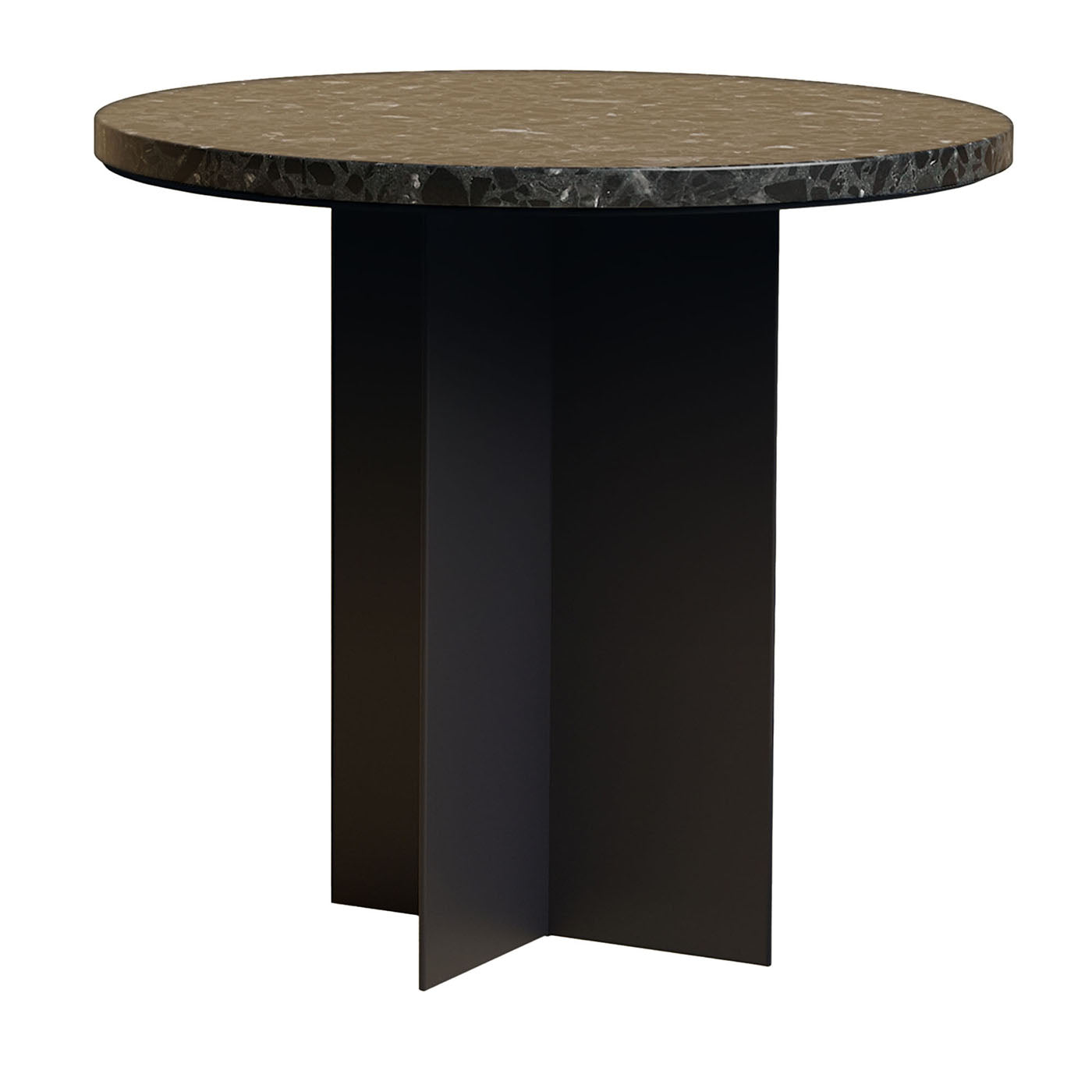 Baker Side Table in Black Terrazzo and Metal - Main view