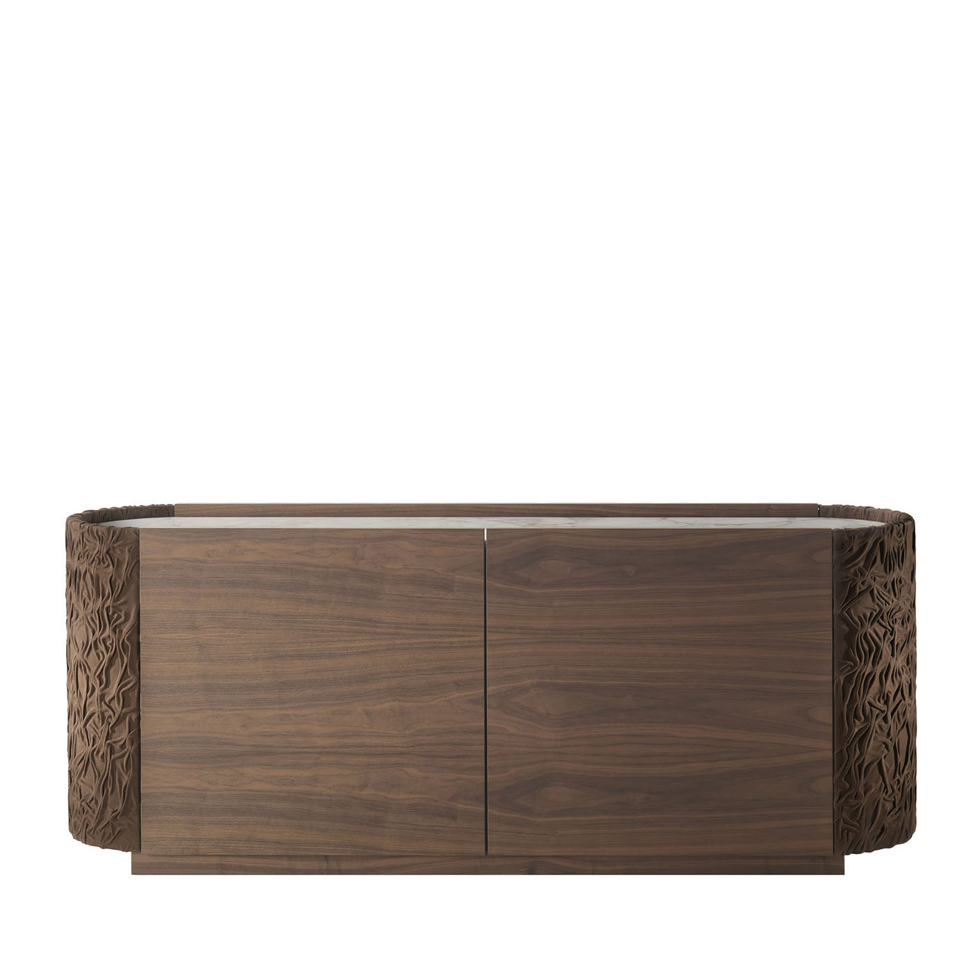 Arena 2-Door Leather & Wooden Sideboard With Marble Top - Main view