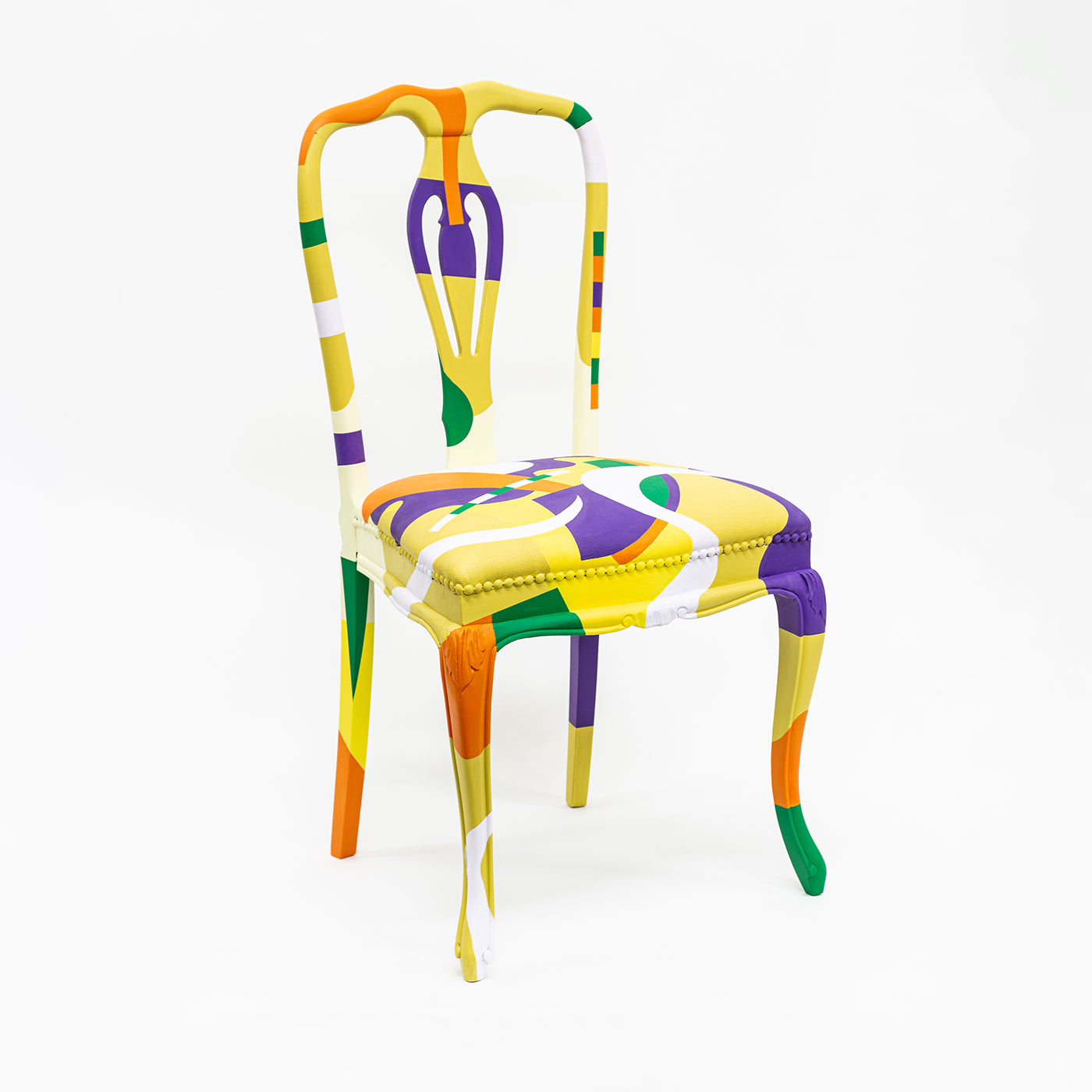 Alchimie Hand-painted Wood and Leather Chair #3 - Alternative view 3