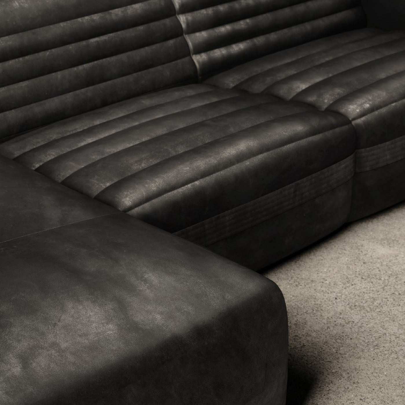 Vicious Modular Leather Black Sofa - Alternative view 3