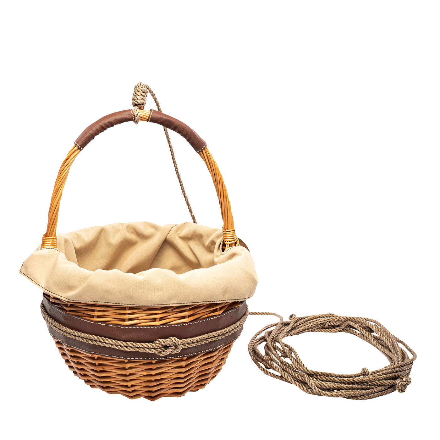 Chic Neapolitan-Style Beige Wicker Basket - Main view