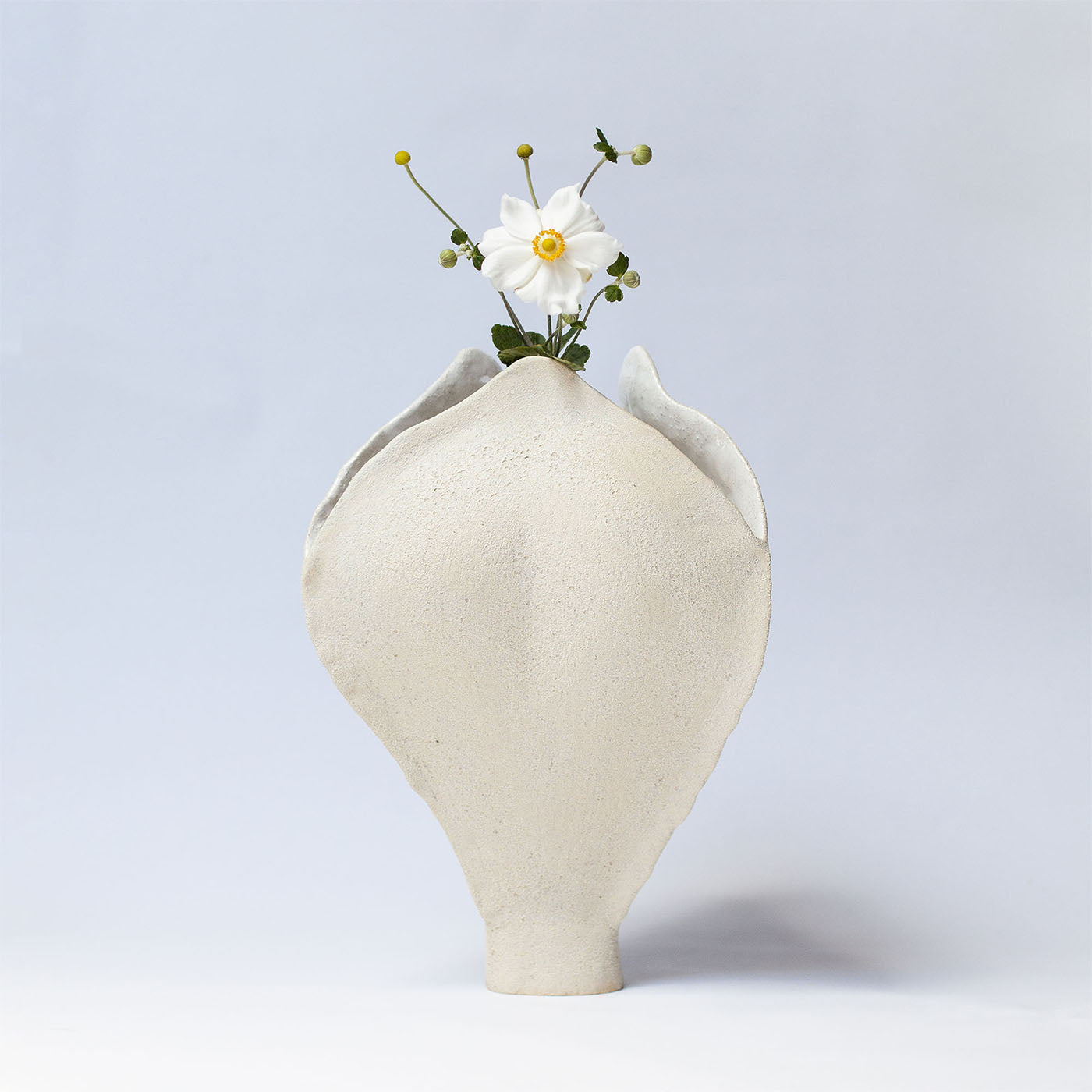 Ossa Iris White Glazed Stoneware Vase - Alternative view 2