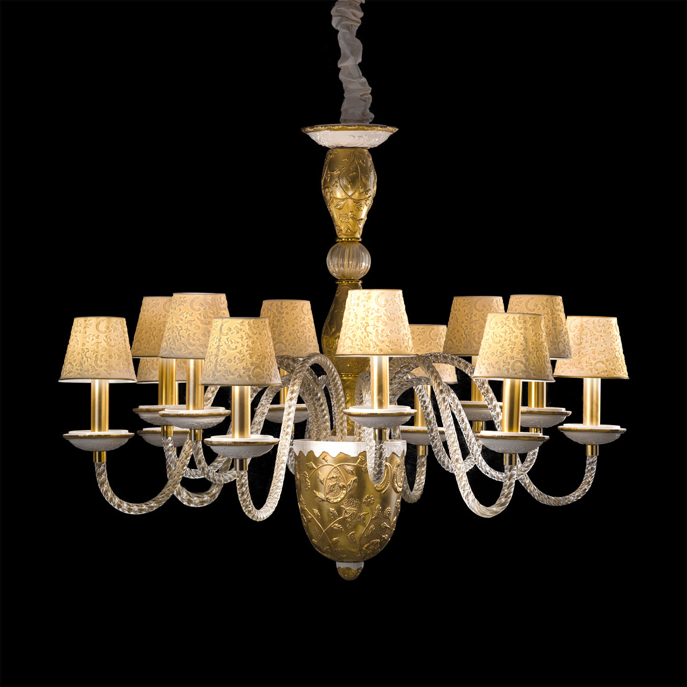 Taormina 12-Light White and Gold Chandelier - Alternative view 1