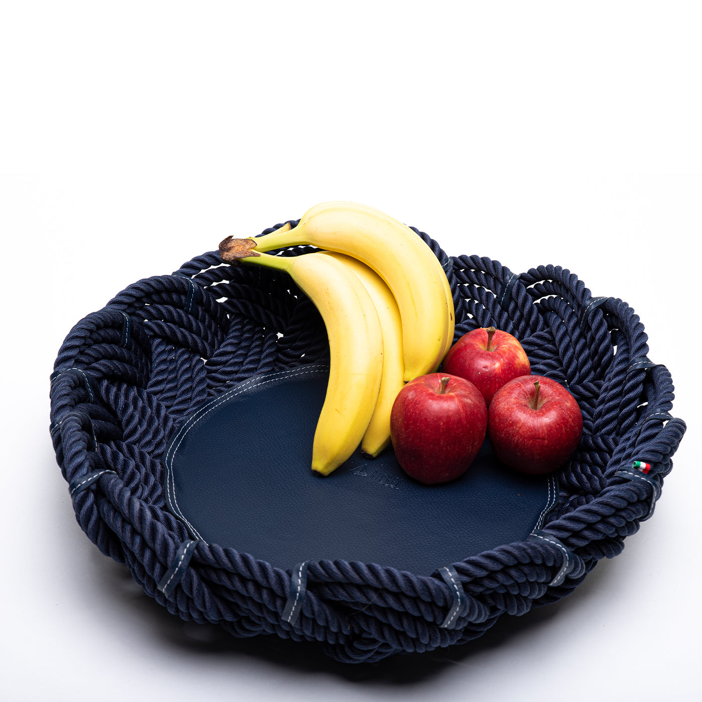 Extra-Large Blue Eco-Leather & Rope Centerpiece Bowl - Alternative view 1