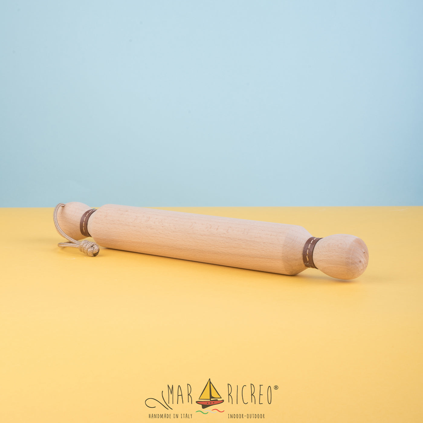 Rolling Pin with Beige Eco-Leather Inserts - Alternative view 1